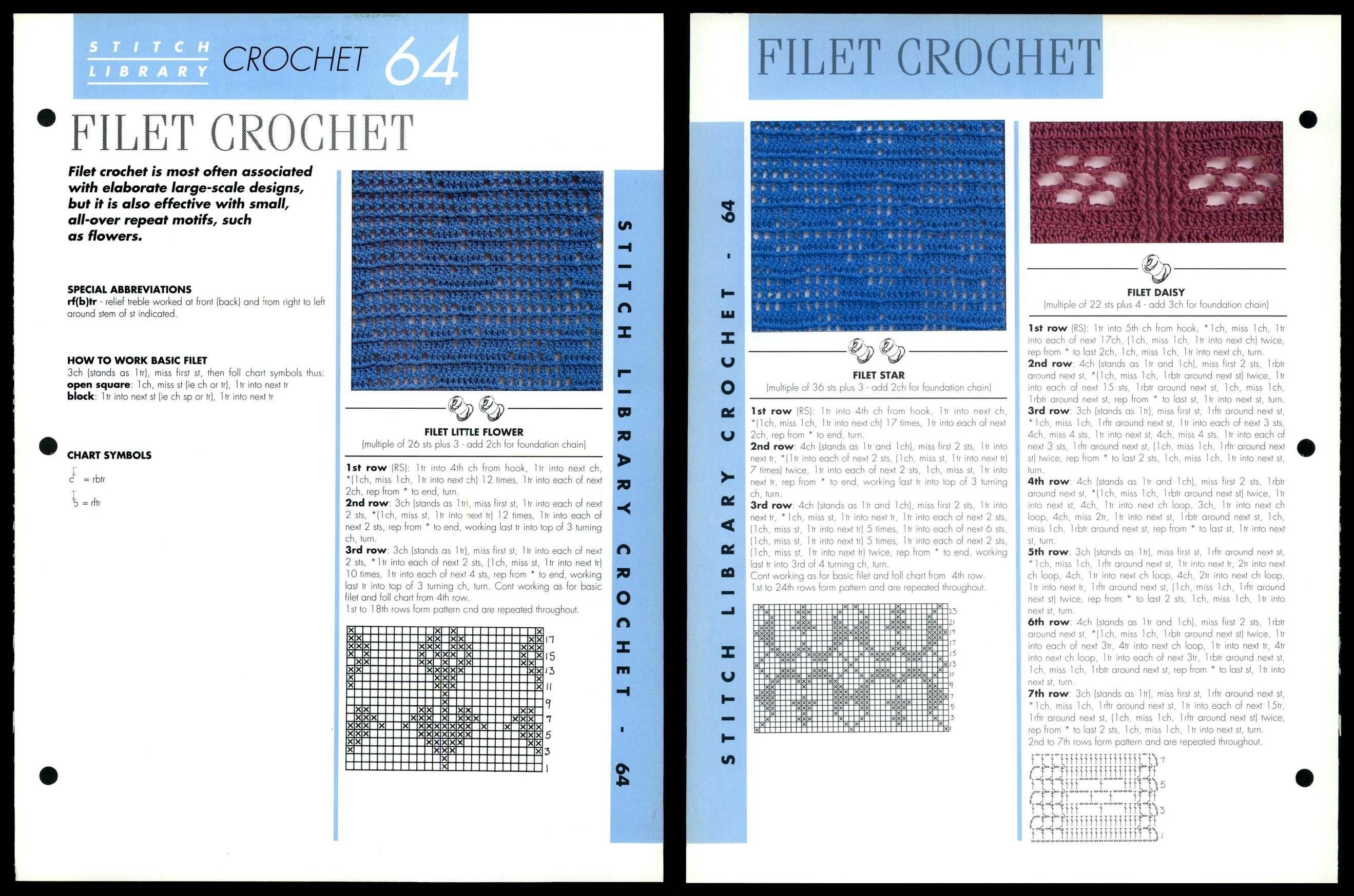 Filet Crochet #64 Creative Needles Stitch Library Crochet Pattern
