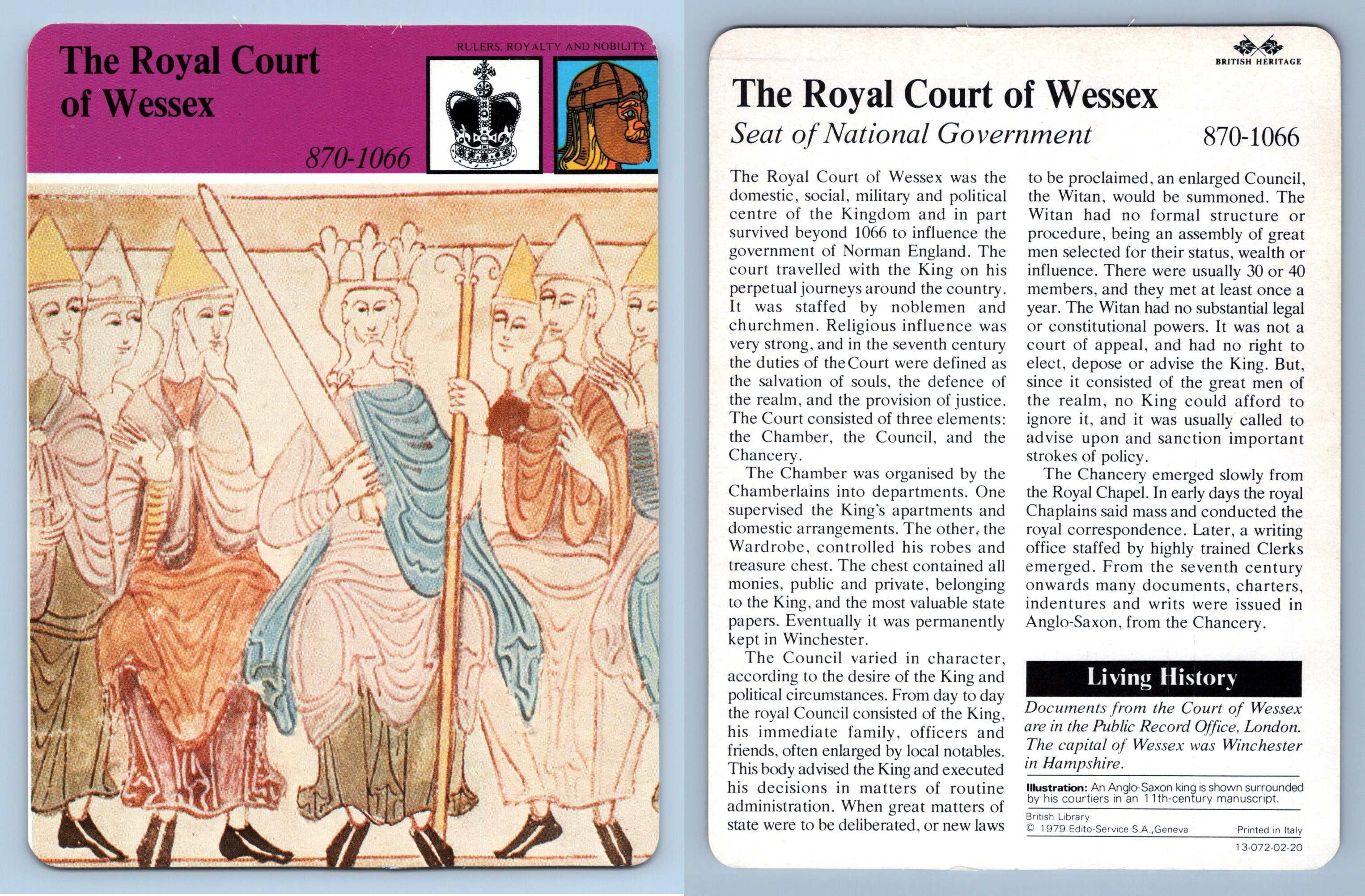 Royal Court Of Wessex Rulers British Heritage EditoService SA 1979