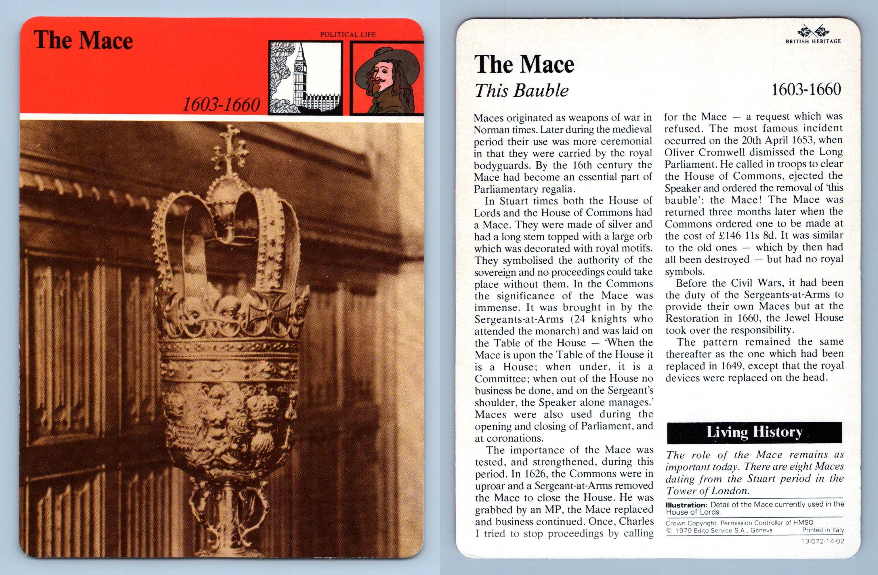 The Mace Political British Heritage EditoService SA 1979 Card