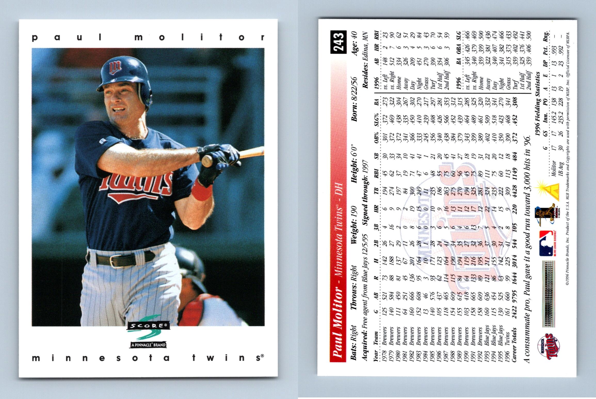 Paul Molitor - Twins #243 Score 1997 Baseball Trading Card