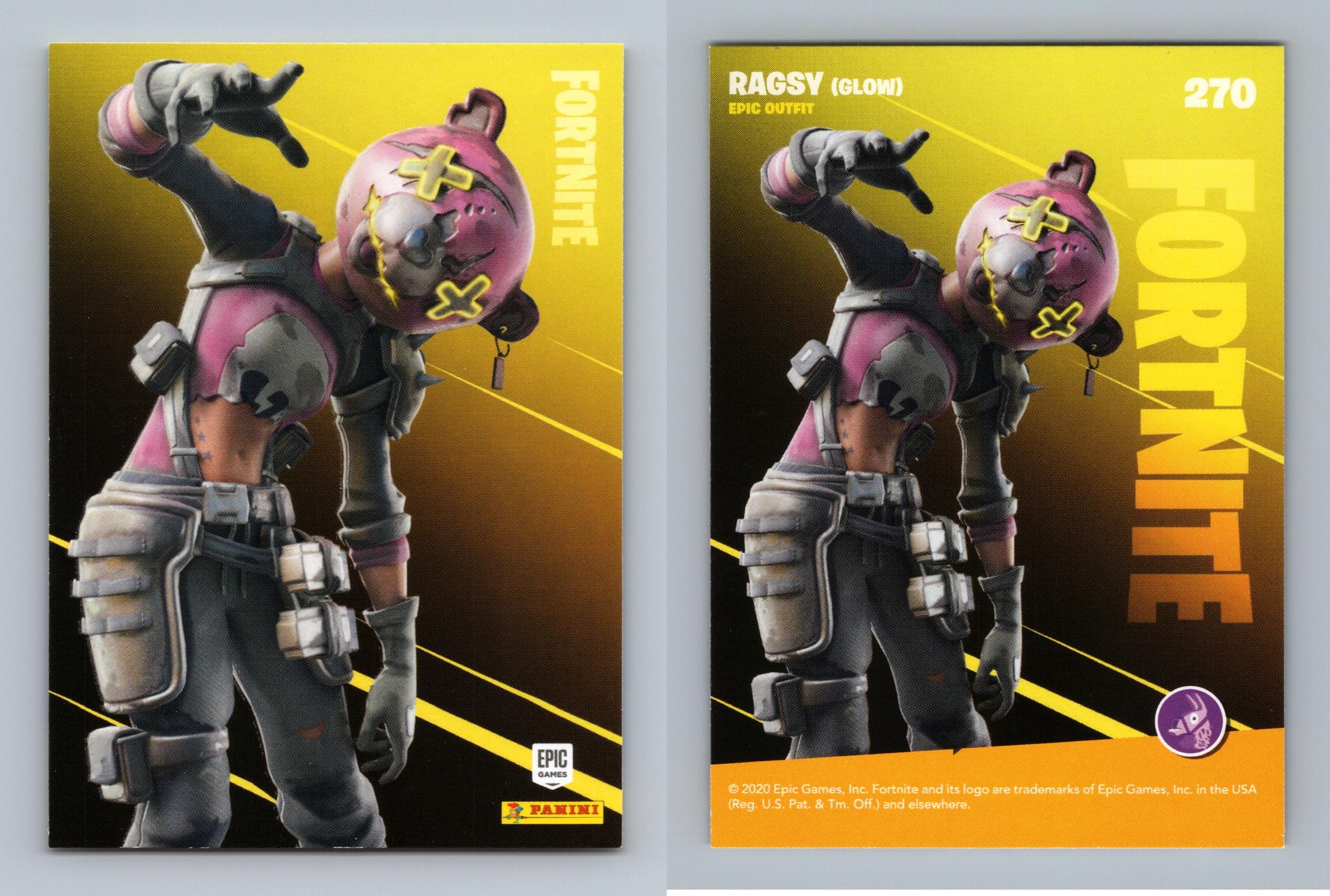 Ragsy Glow 270 Fortnite Reloaded 2020 Panini Glowin Epic Outfit Trading Card