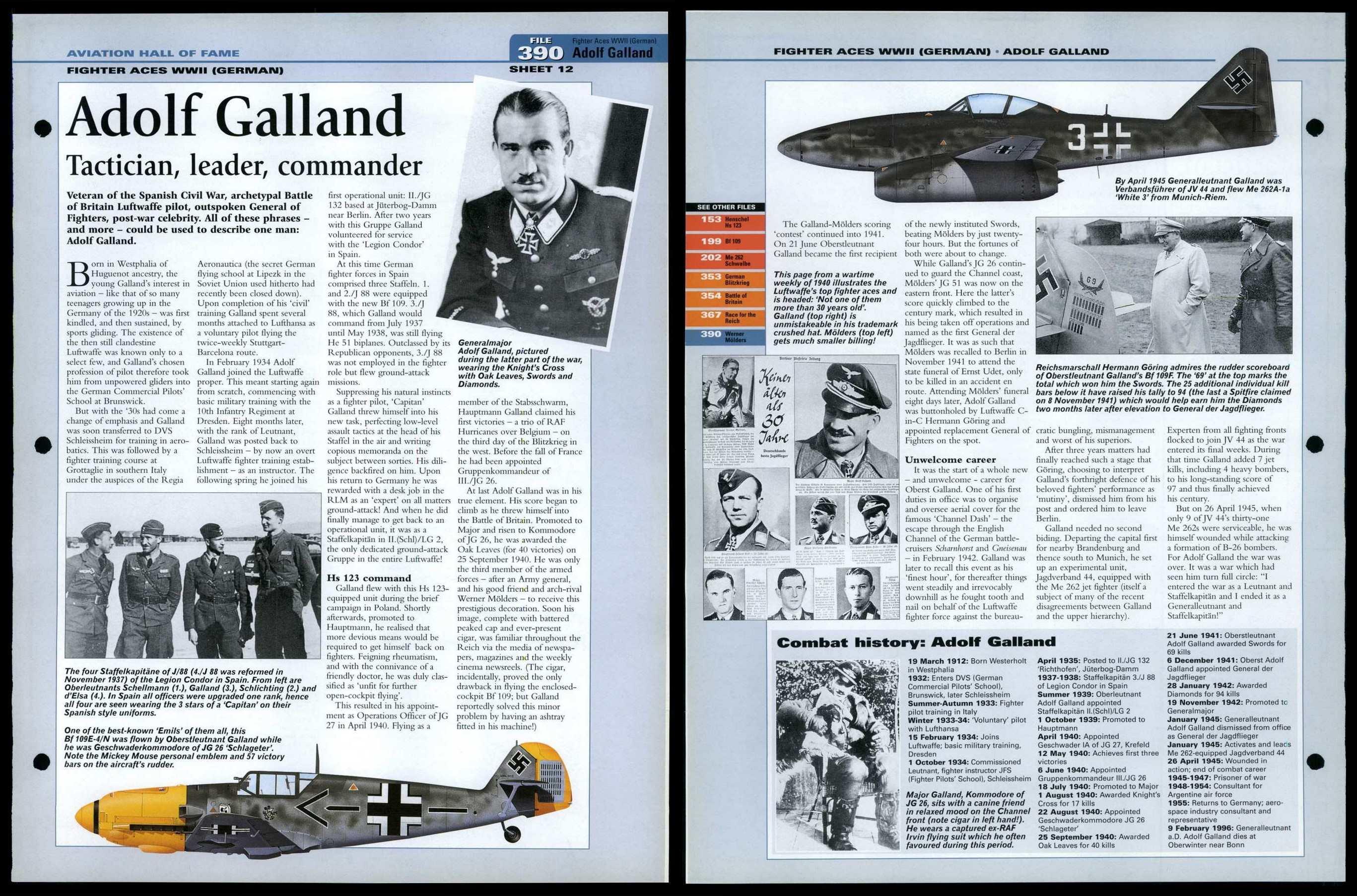 Adolf Galland - Hall Of Fame #390 World Aircraft Information Page