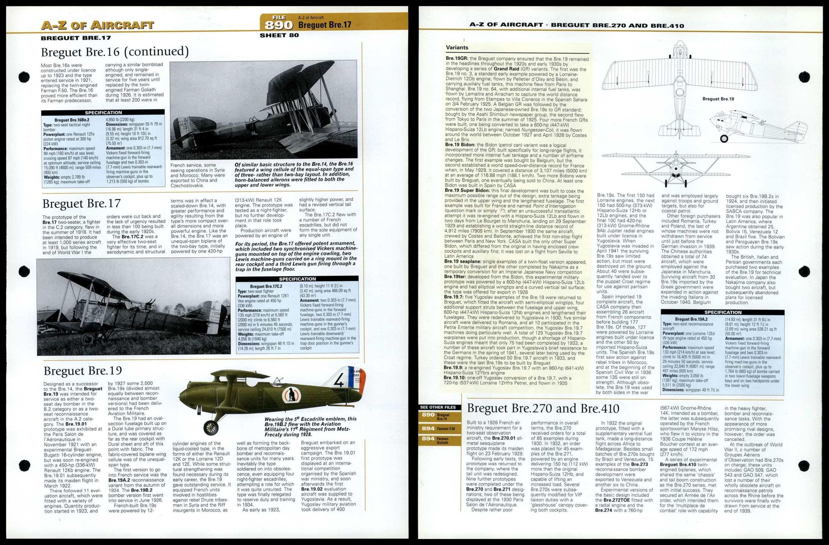 Breguet Bre.16 Breguet Bre.410 A Z 890 World Aircraft