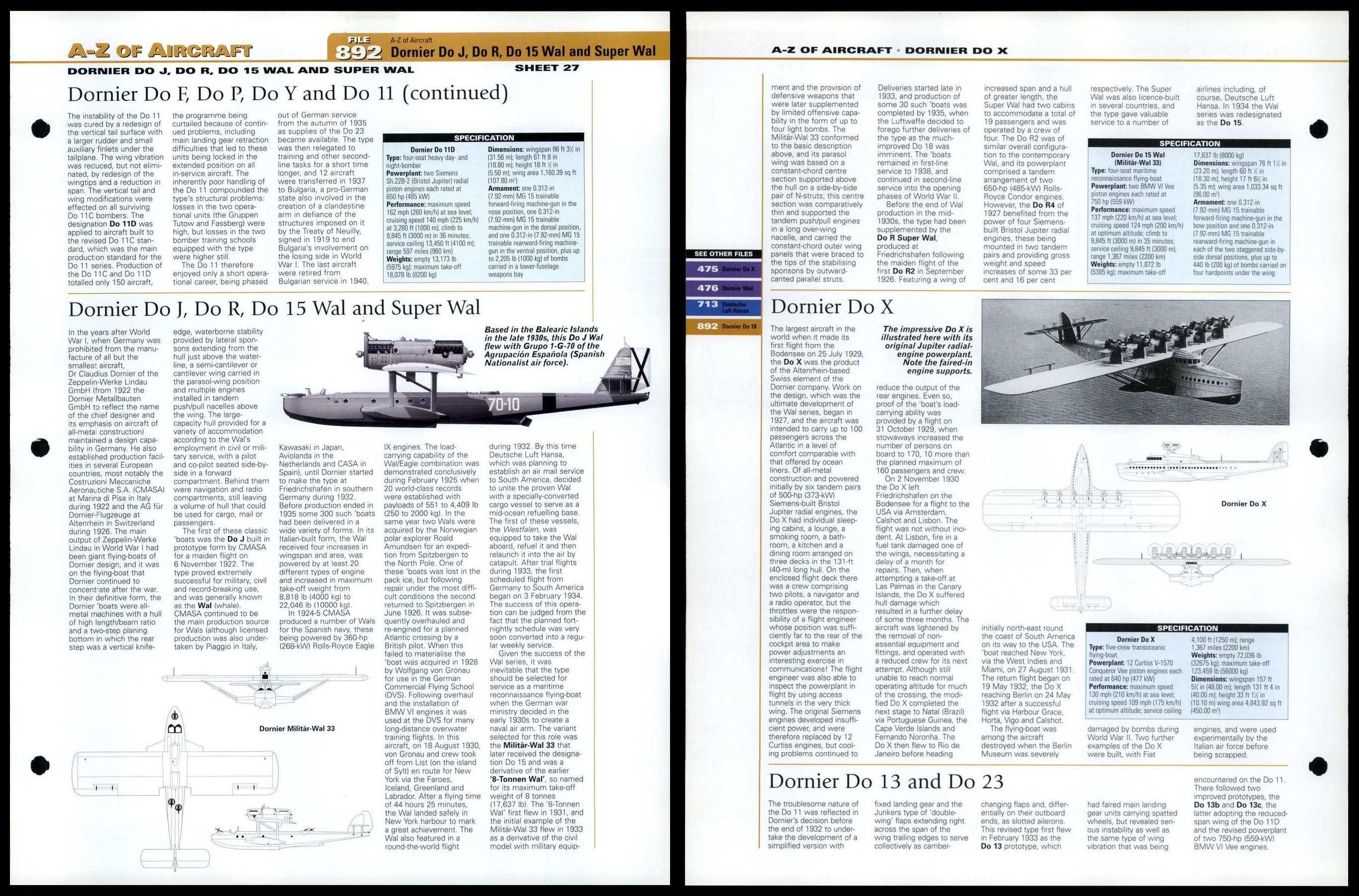 Dornier Do F - Dornier Do 23 - A-Z #892 World Aircraft Information Page