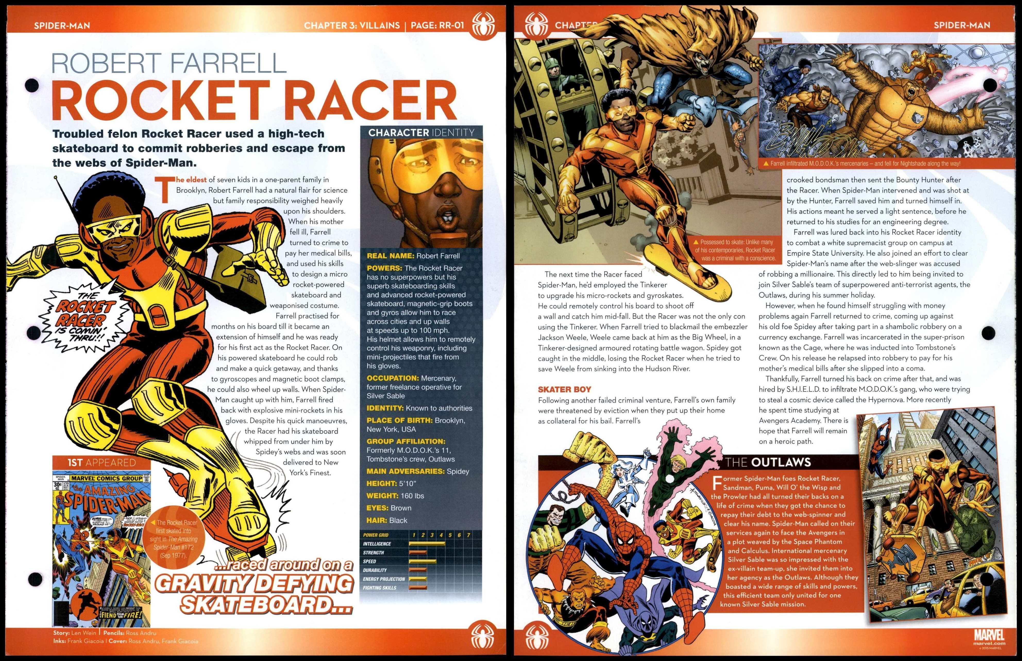 Rocket Racer - Robert Farrell #RR-01 Villains - Spider-Man Marvel Fact ...