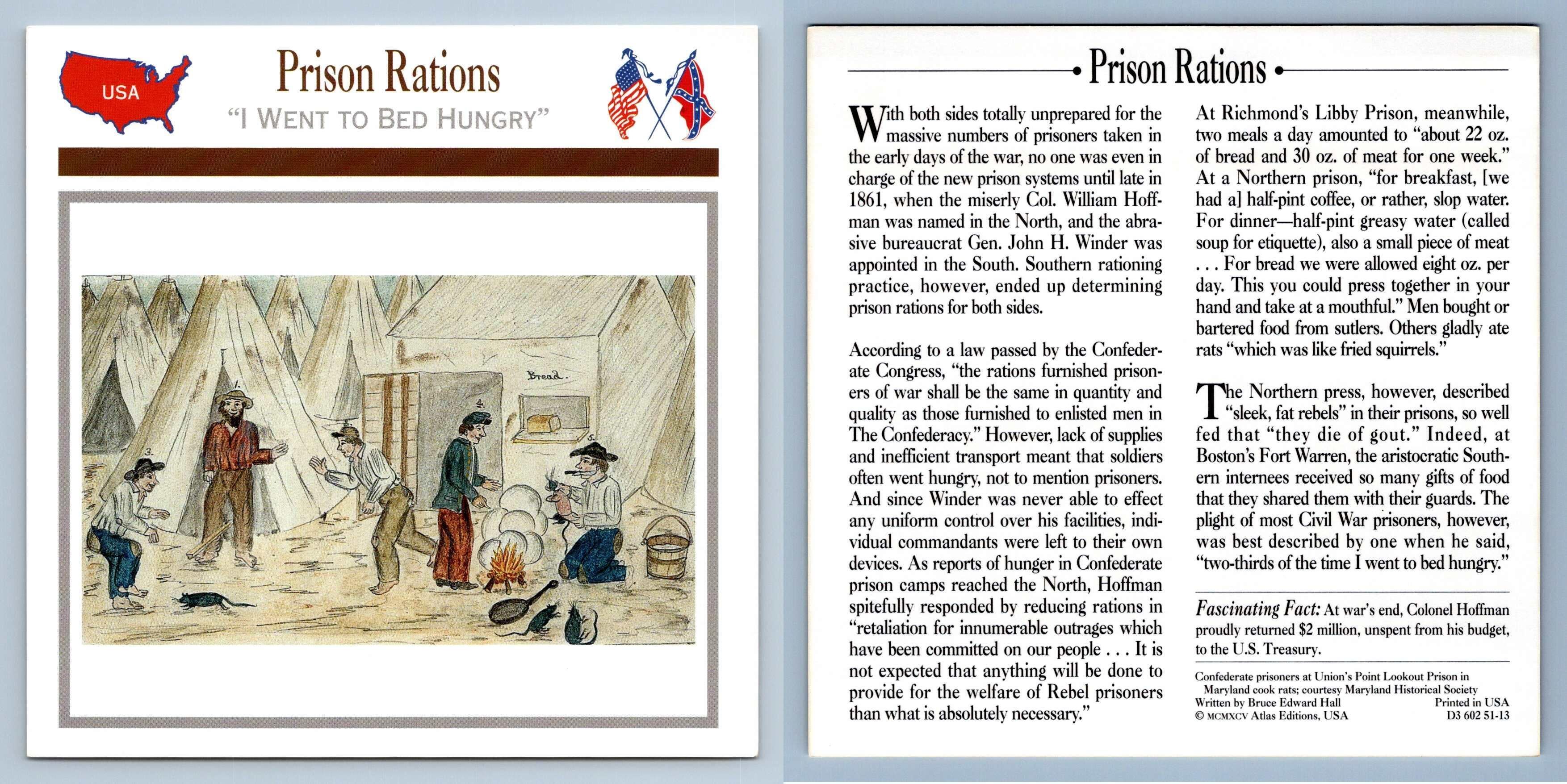 I Went To Bed Hungry Prison Rations Prisons Atlas Ed Civil War Card 2073