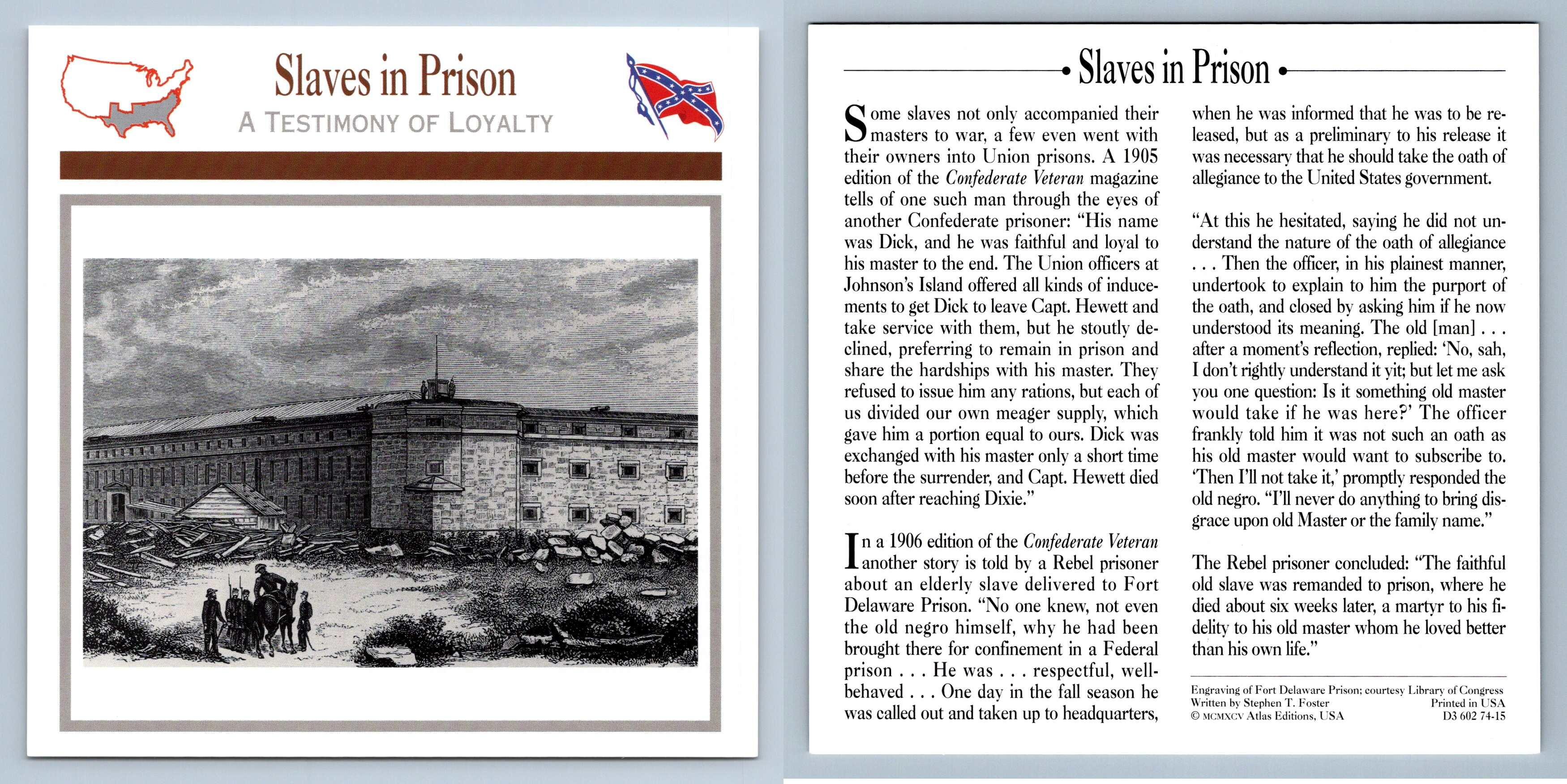 A Testimony Of Loyalty Slaves In Prison Prisons Atlas Ed Civil War Card 4489