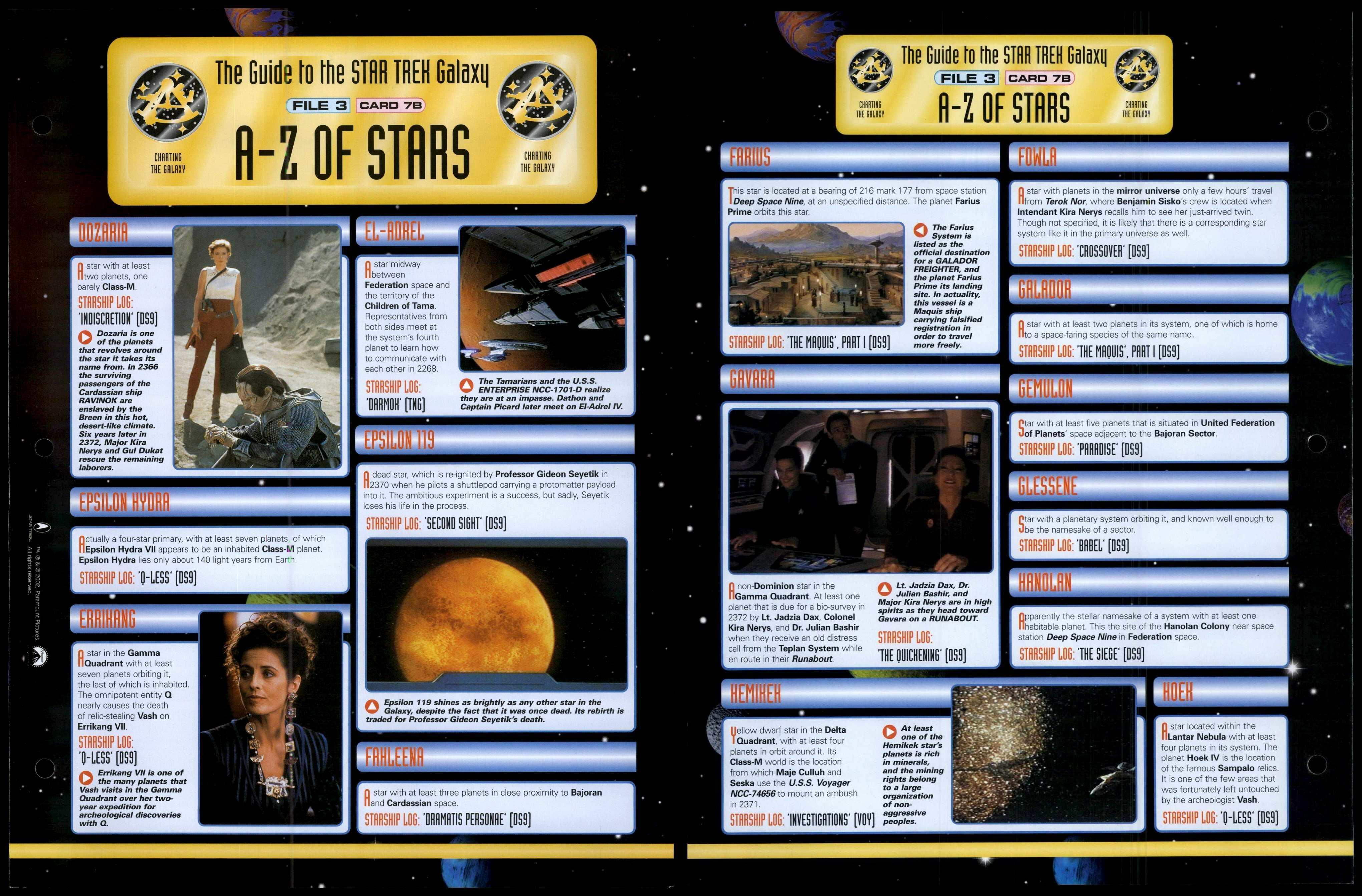 A-Z Of Stars - Card 7B - Charting The Galaxy - Star Trek Fact File Page