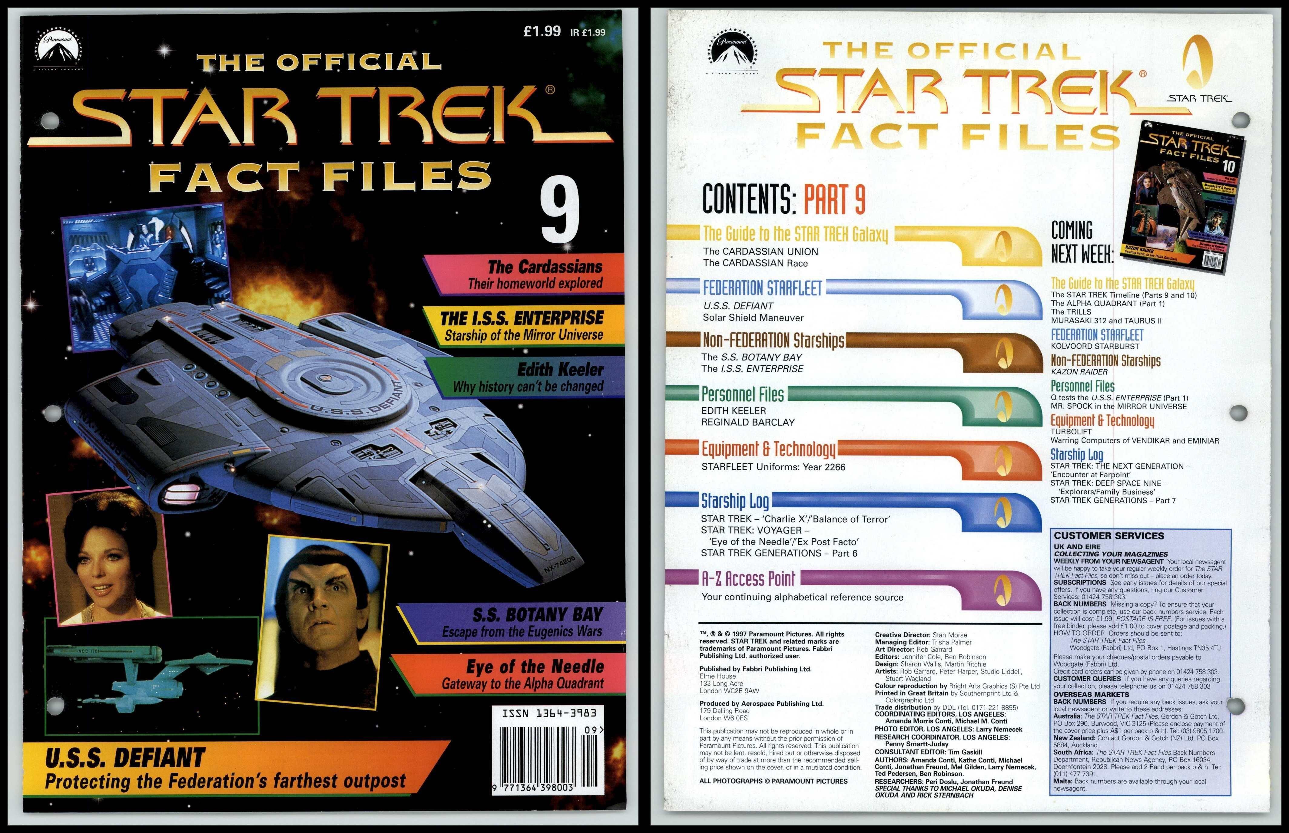 The Official Star Trek Fact Files 1997-2002 GE Fabbri #9 - Front Cover Only