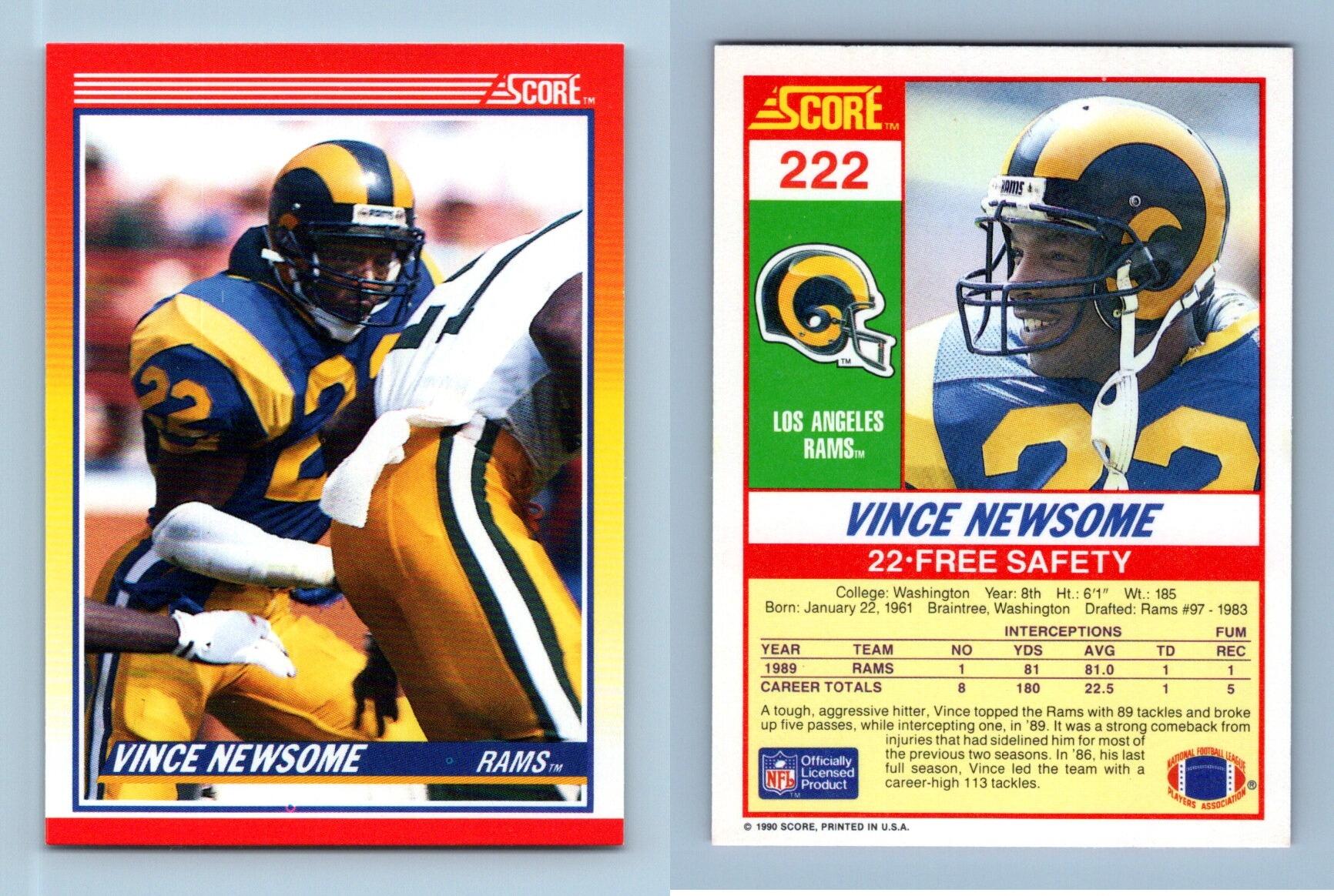 Vince Newsome - Rams #222 Score 1990 NFL Football RC Trading Card