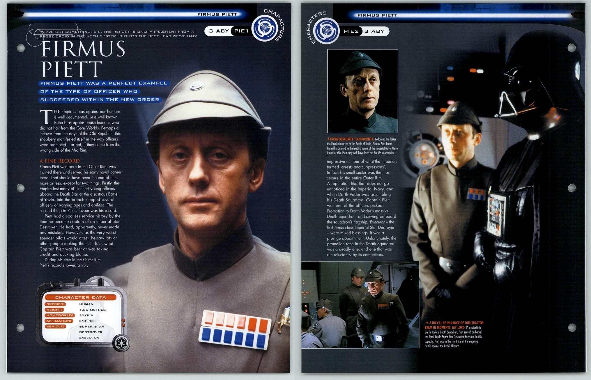 Firmus Piett #PIE1-2 - Characters - Star Wars Fact File Page