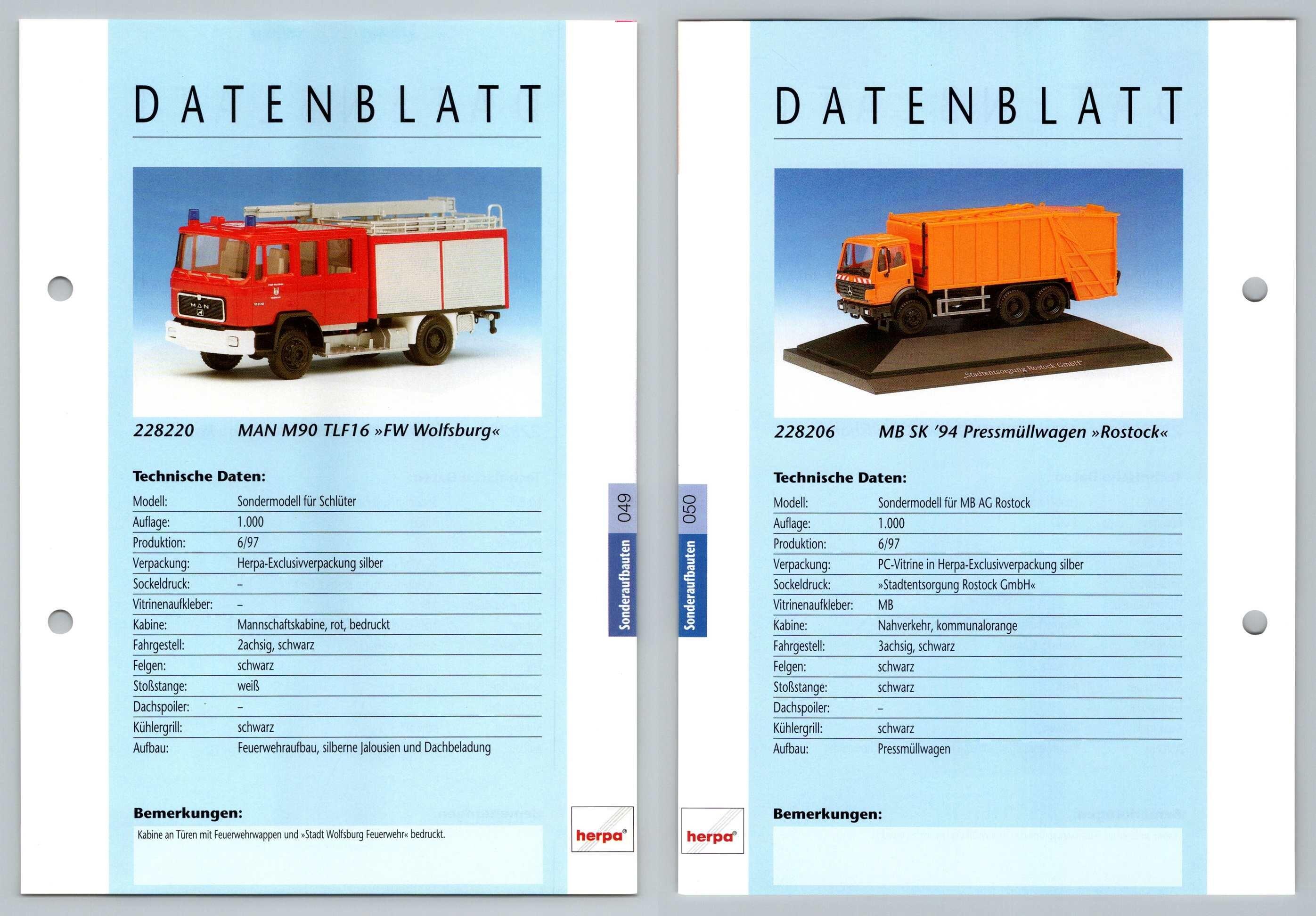 Man M90 Tlf16 Mb Sk 94 49 50 Sonderaufbauten Datenblatt Herpa