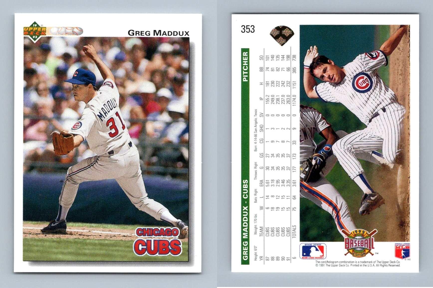 Greg Maddux - Cubs #353 Baseball 1992 Carta da scambio mazzo superiore - Foto 1 di 1