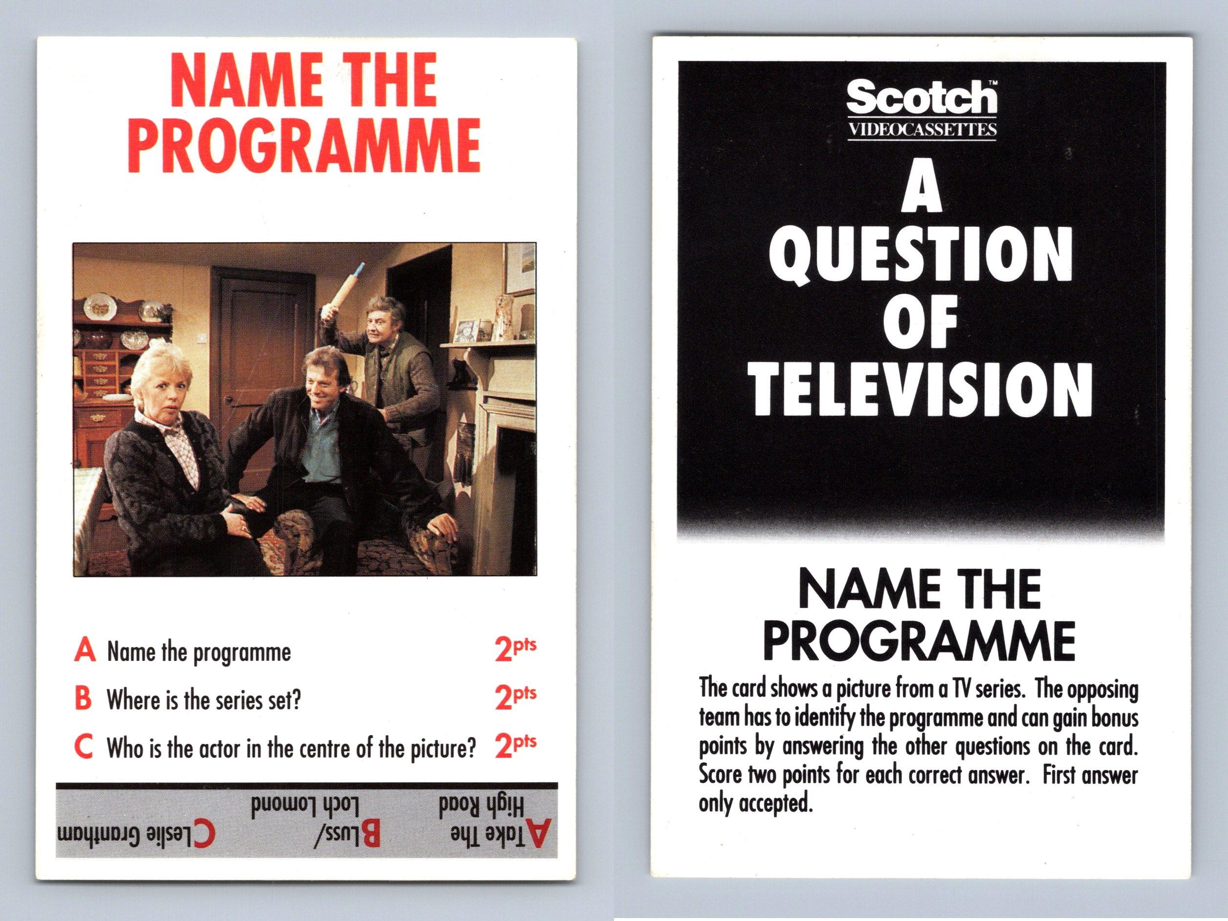 Take The High Road A Question Of Television 1987 Scotch TV Game Card