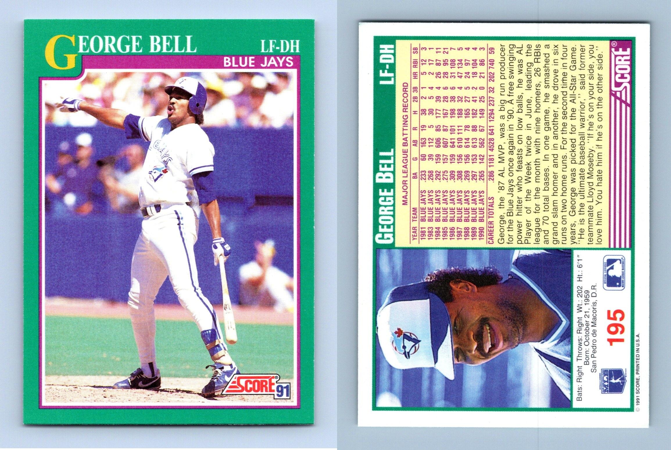 George Bell - Blue Jays #195 Score 1991 Baseball Trading Card