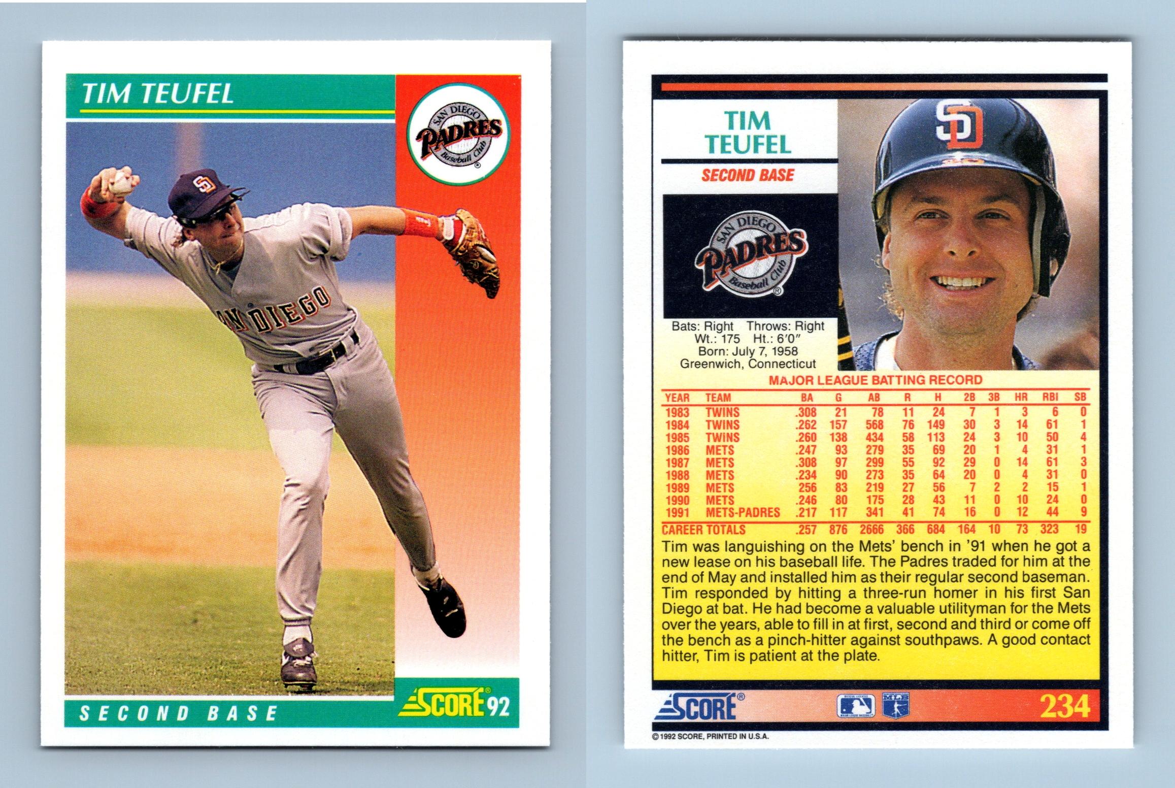 Tim Teufel - Padres - #234 Score 1992 Baseball Trading Card