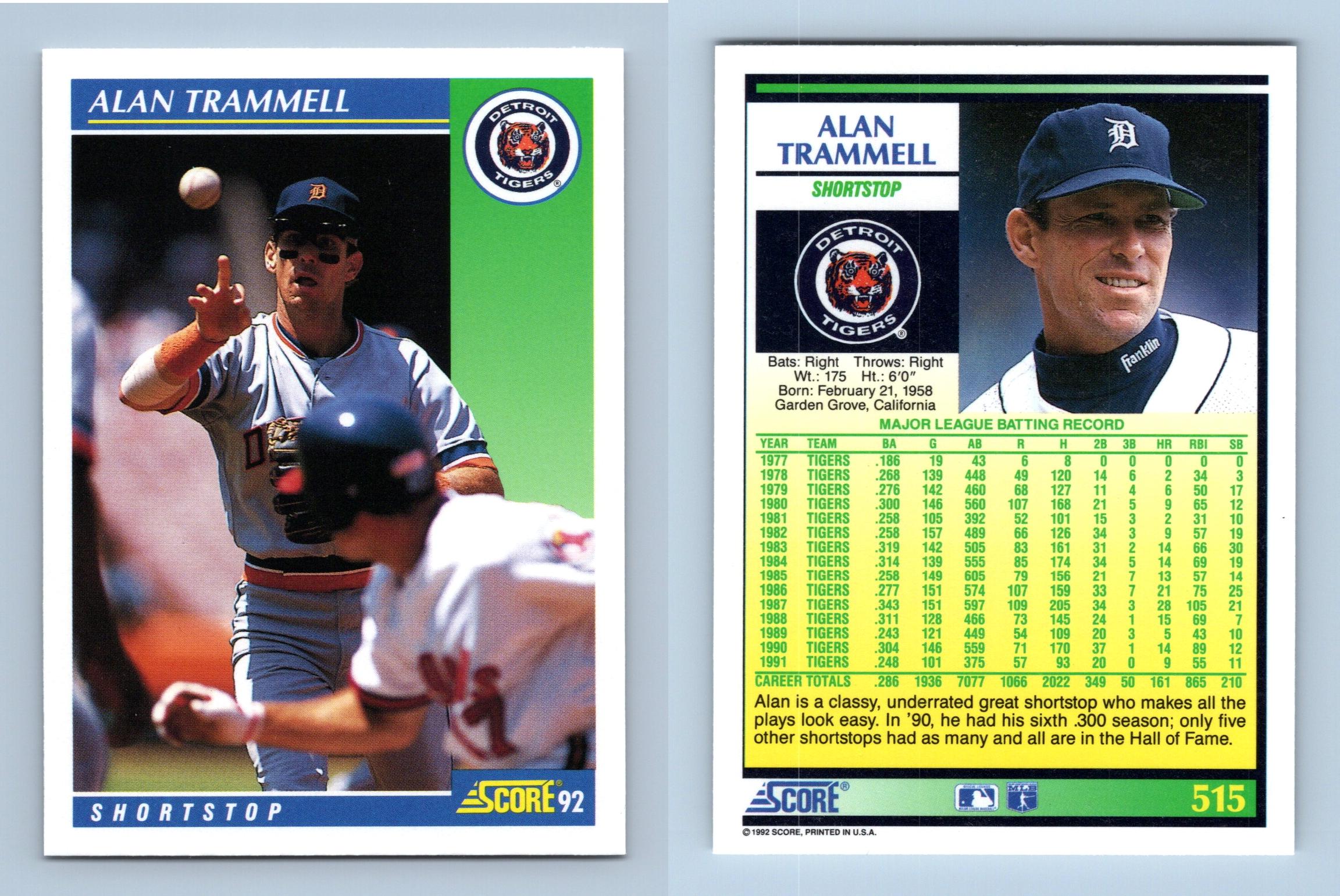 Alan Trammell - Detroit Tigers  Detroit tigers baseball, Tigers baseball,  Baseball scores