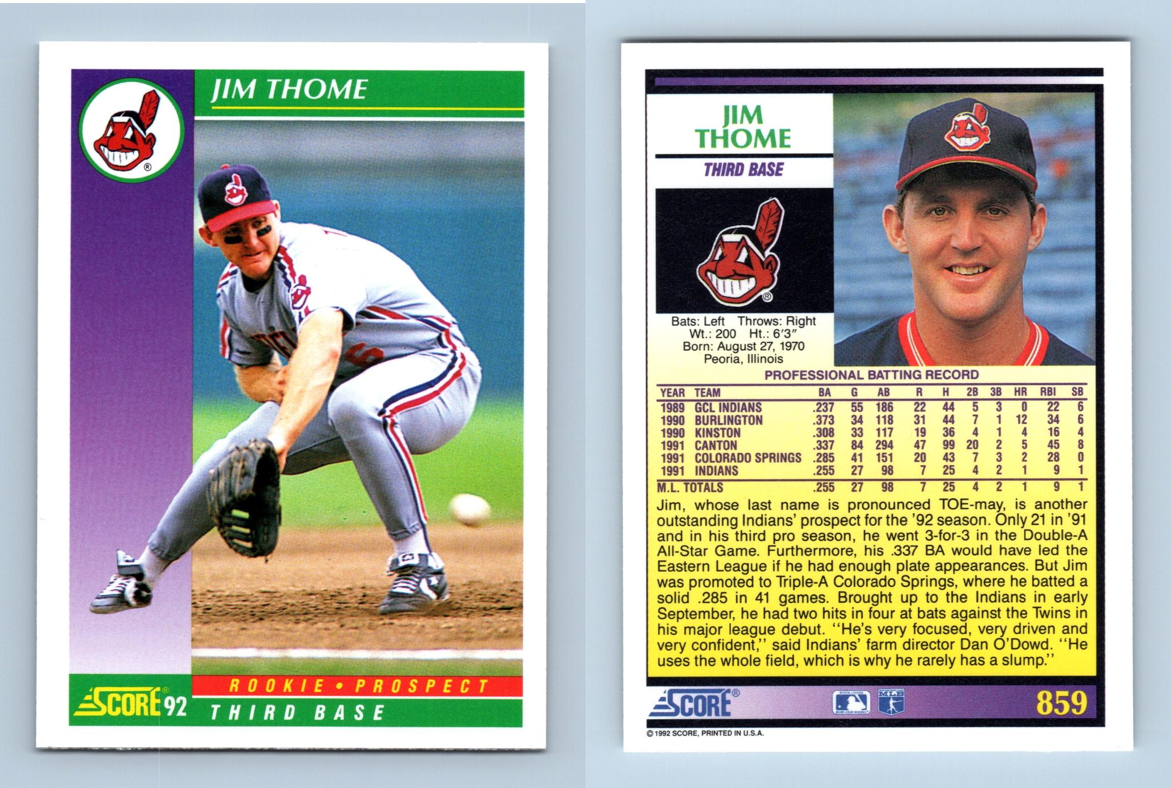 Topps 1992 jim thome rookie card