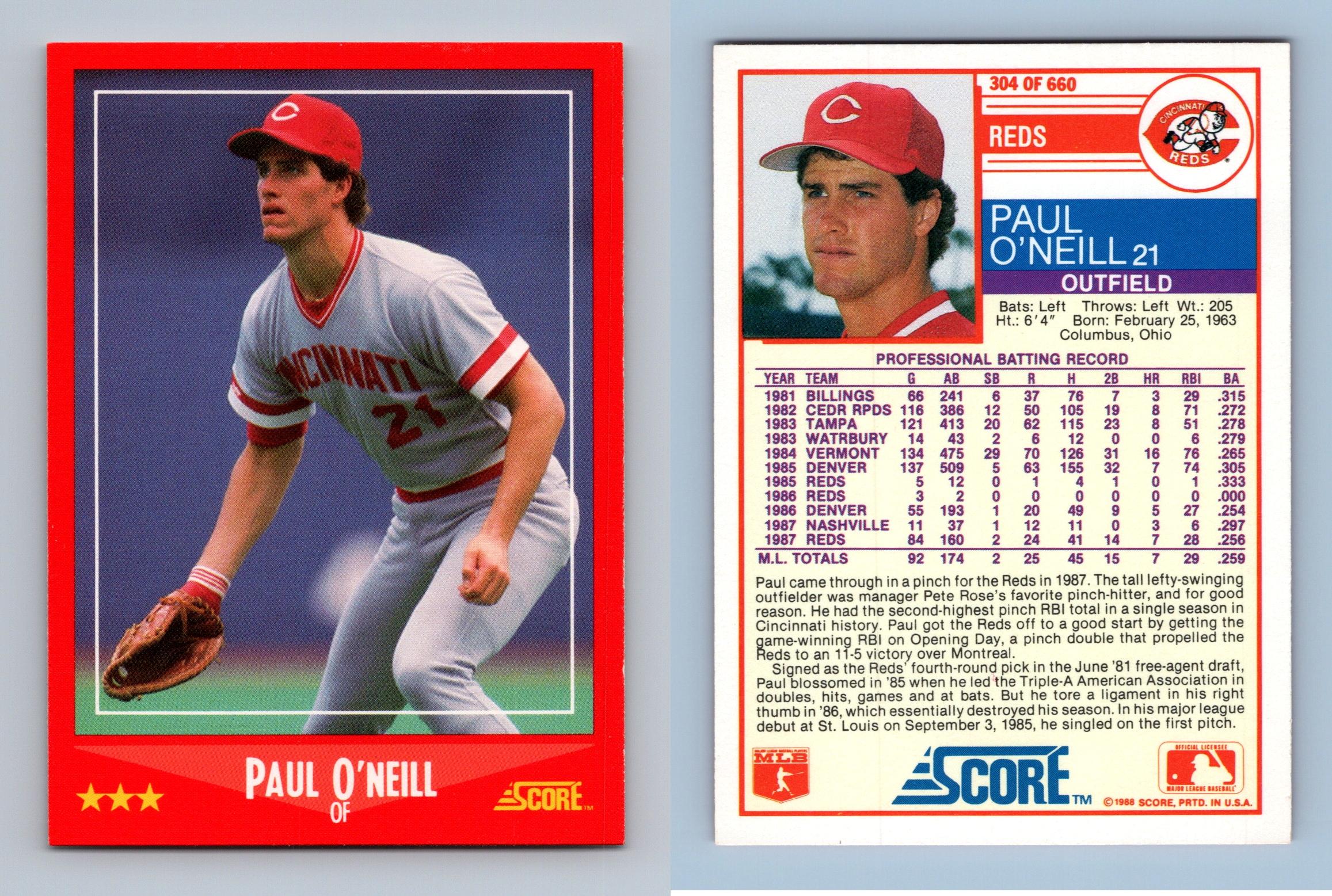 Paul O'Neill - Reds #304 Score 1988 Baseball Trading Card