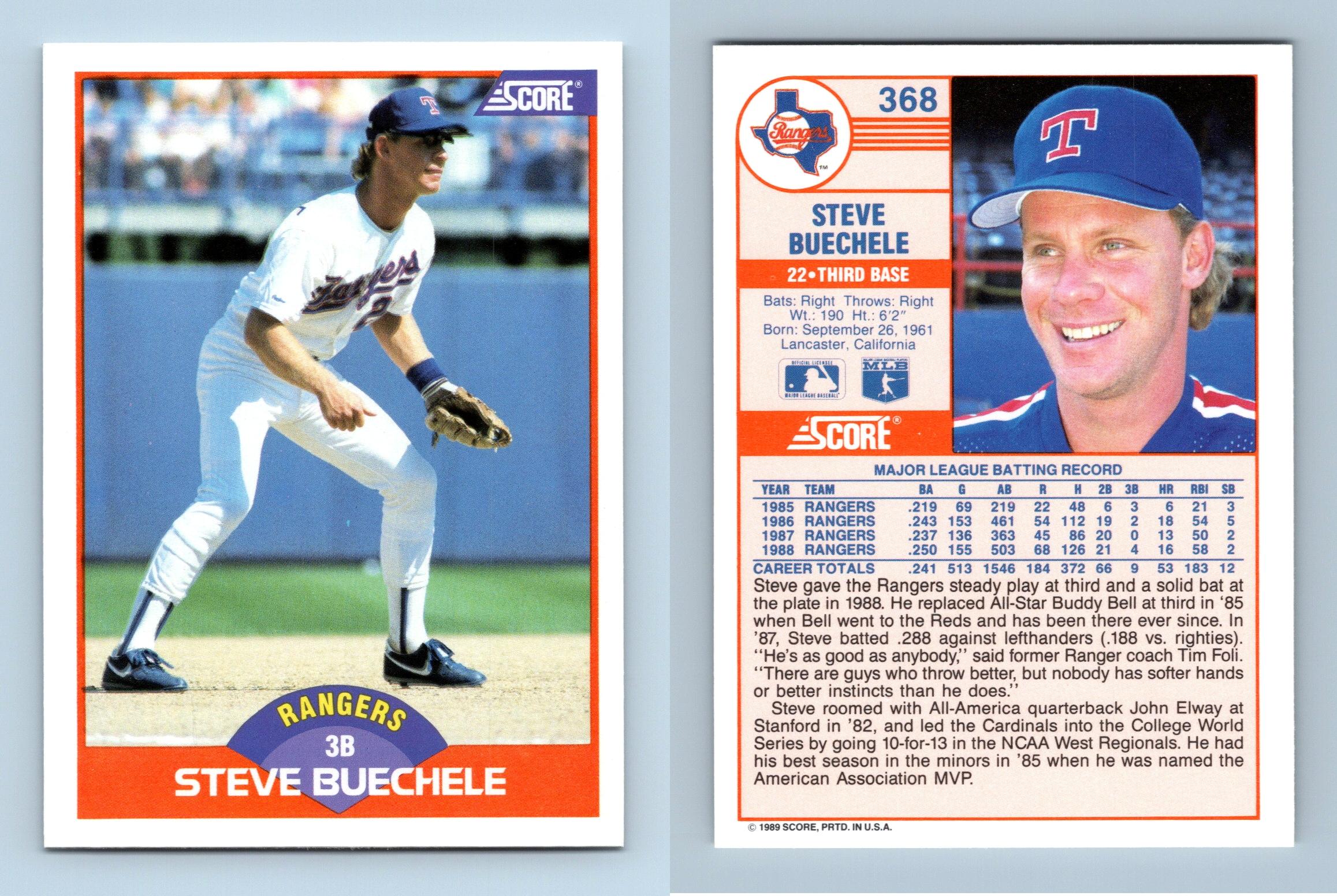 Steve Buechele - Rangers #368 Score 1989 Baseball Trading Card