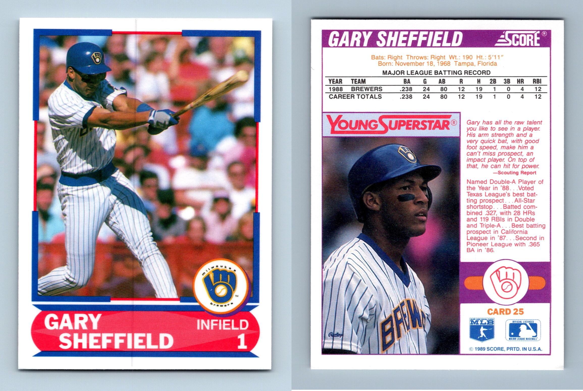 1989 SCORE GARY SHEFFIELD ROOKIE CARD BREWERS at 's Sports  Collectibles Store