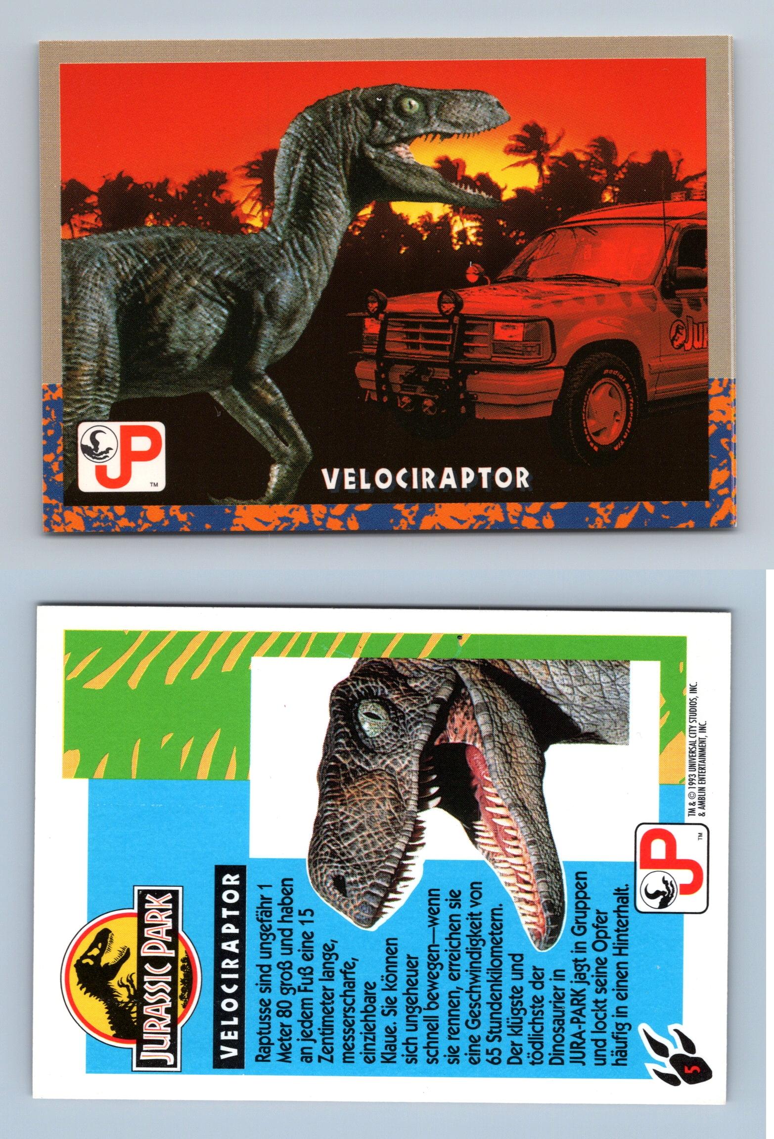 Velociraptor #5 Jurassic Park 1993 Topps German Trading Card