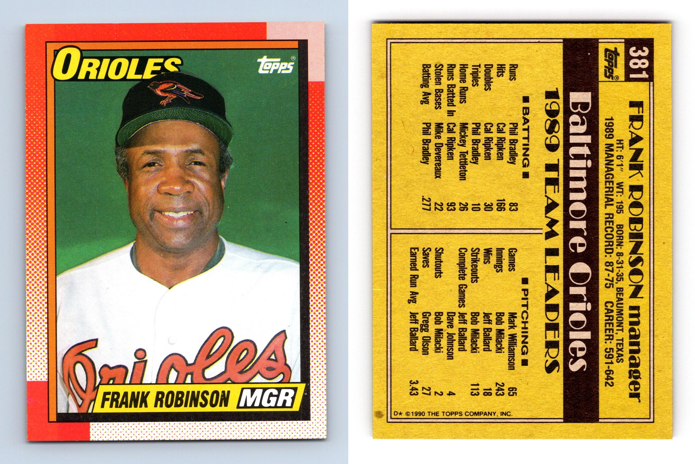 Frank Robinson Manager Orioles Topps 1990 Baseball Trading Card