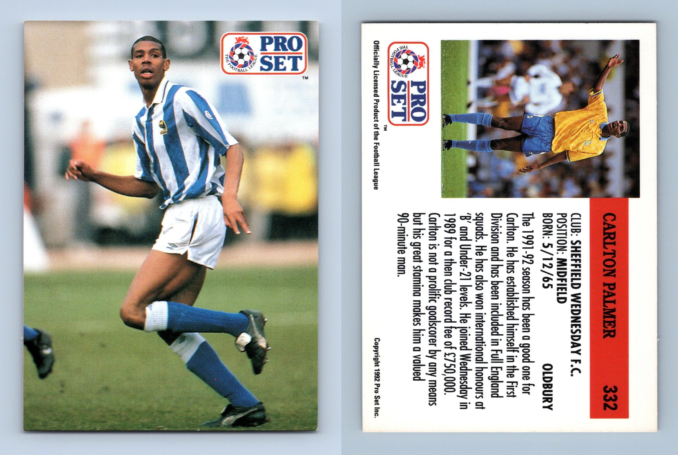 Carlton Palmer - Sheffield Weds #332 English League 1991-92 Pro Set ...