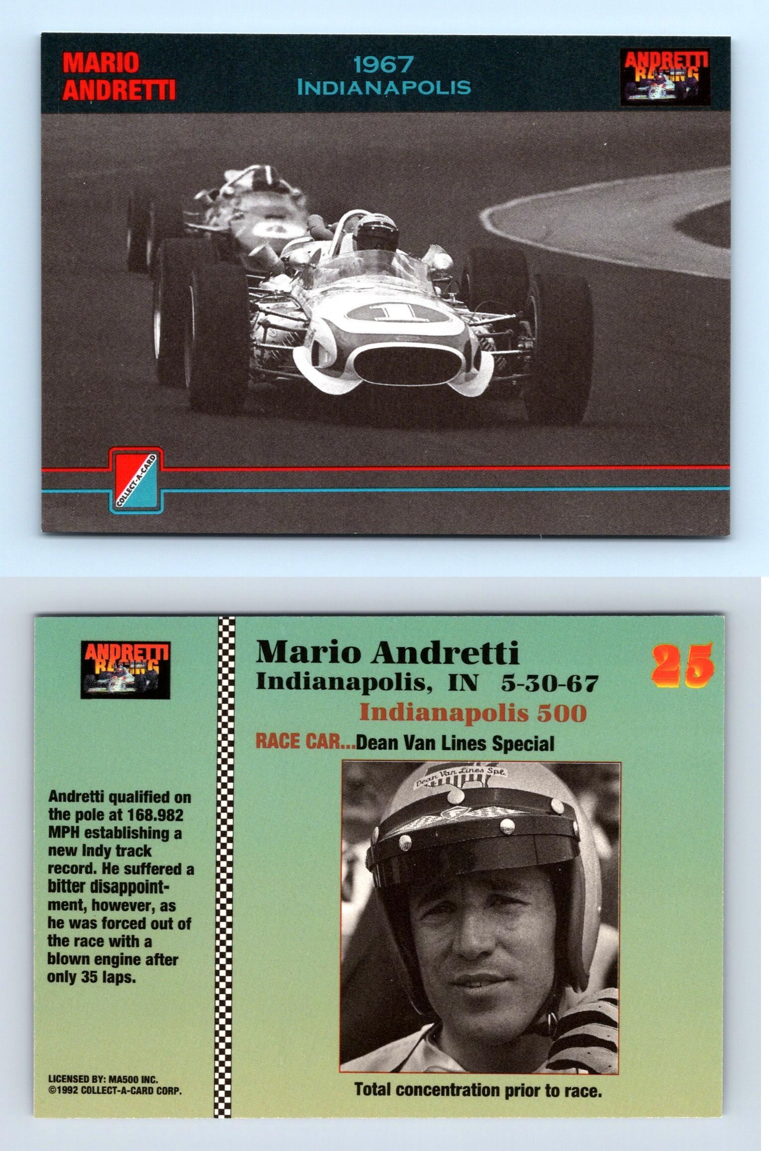 1967 Indianapolis #25 Andretti Family Racing 1992 Trading Card