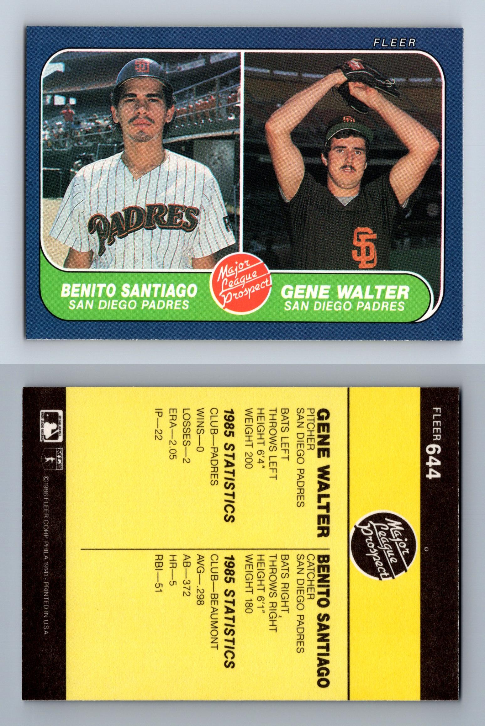 1989 Fleer Baseball Card Benito Santiago Catcher San Diego Padres