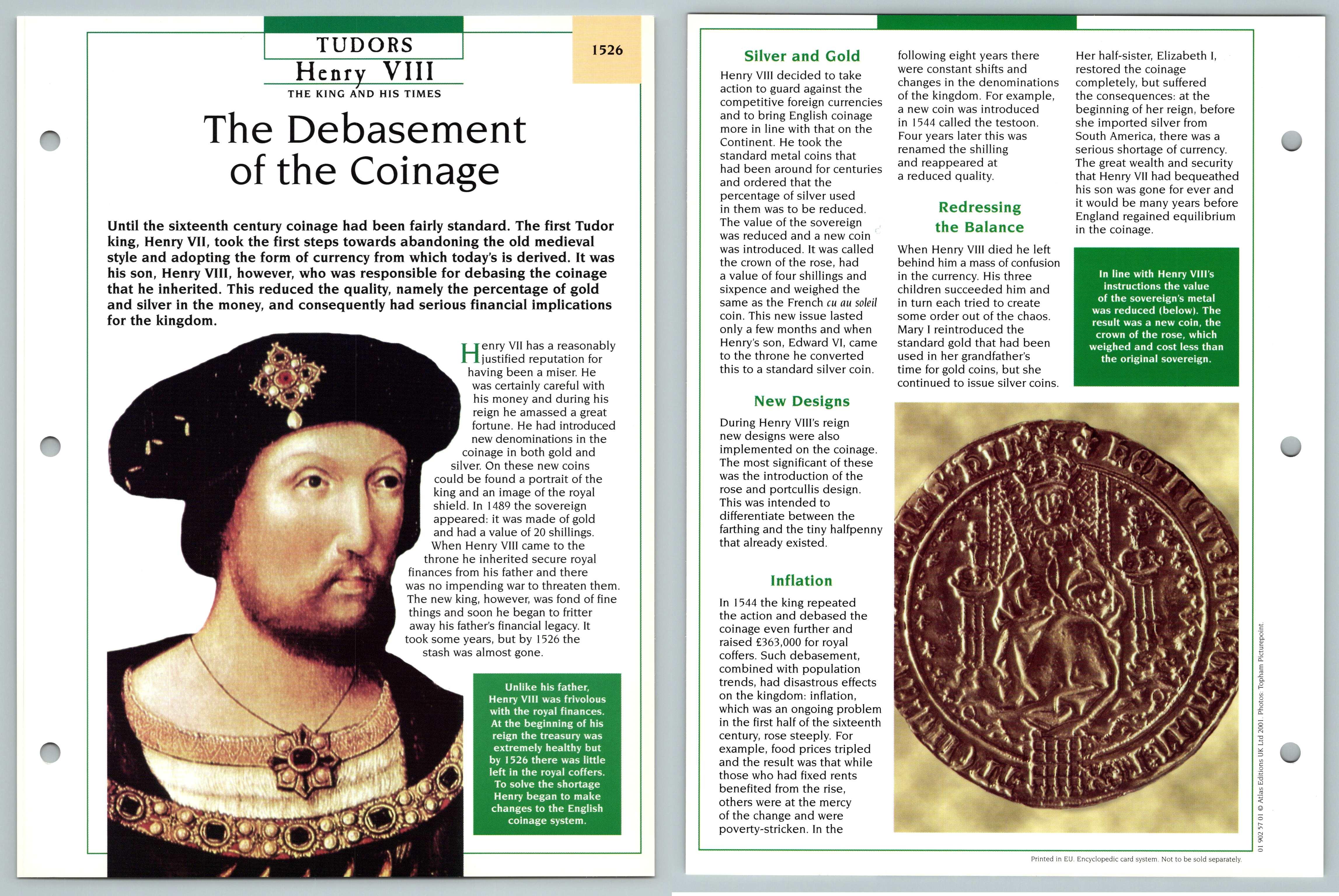 The Debasement Of The Coinage Tudors Atlas Kings Queens Of Gb Maxi Card