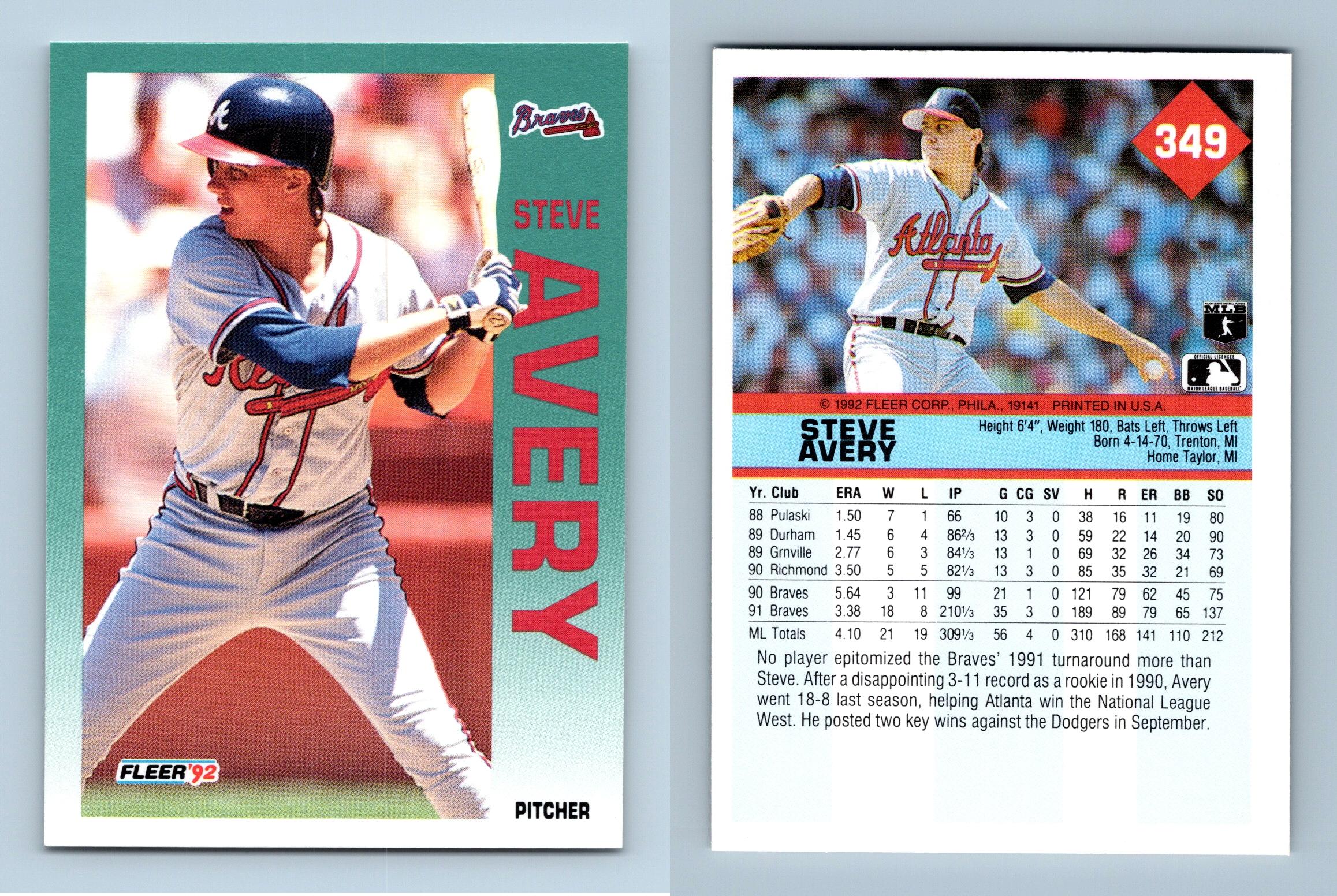 Steve Avery - Braves #349 Fleer 1992 Baseball Trading Card