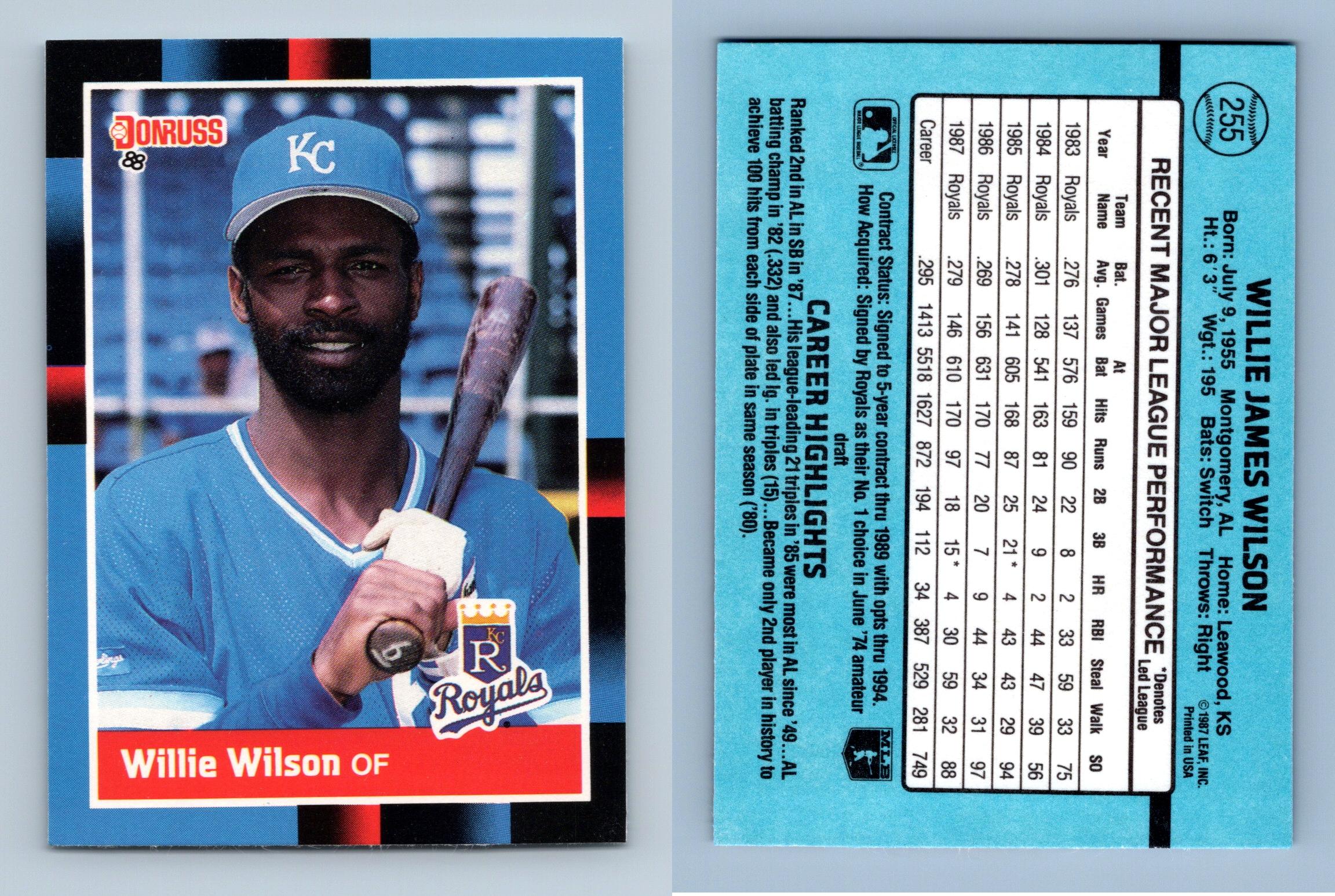 Willie Wilson Baseball Trading Cards