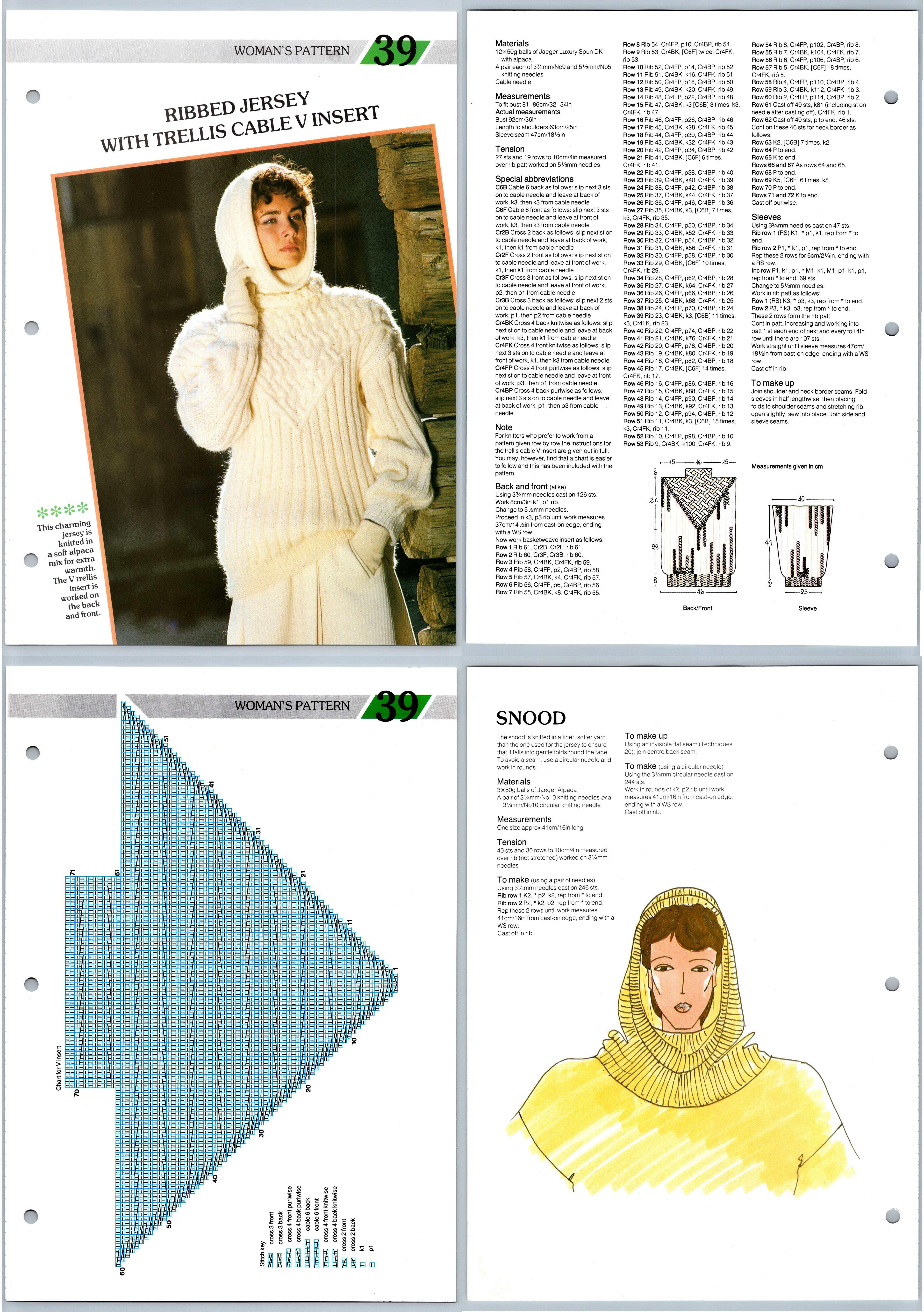 Ribbed Jersey Trellis Cable V Insert 39 Women Creative Knitting 2 Page