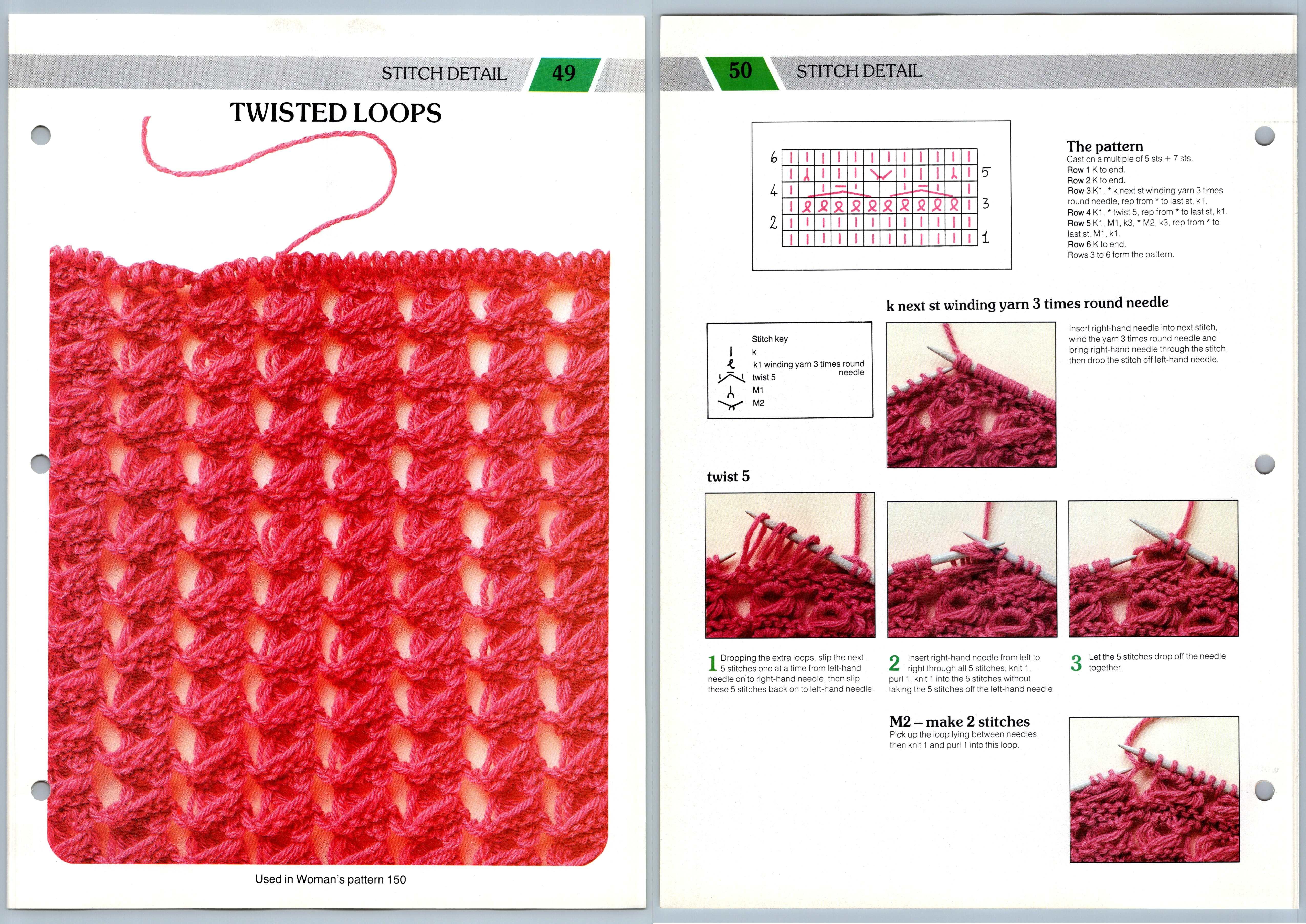 Twisted Loops 49 & 50 Stitch Detail Creative Knitting Pattern