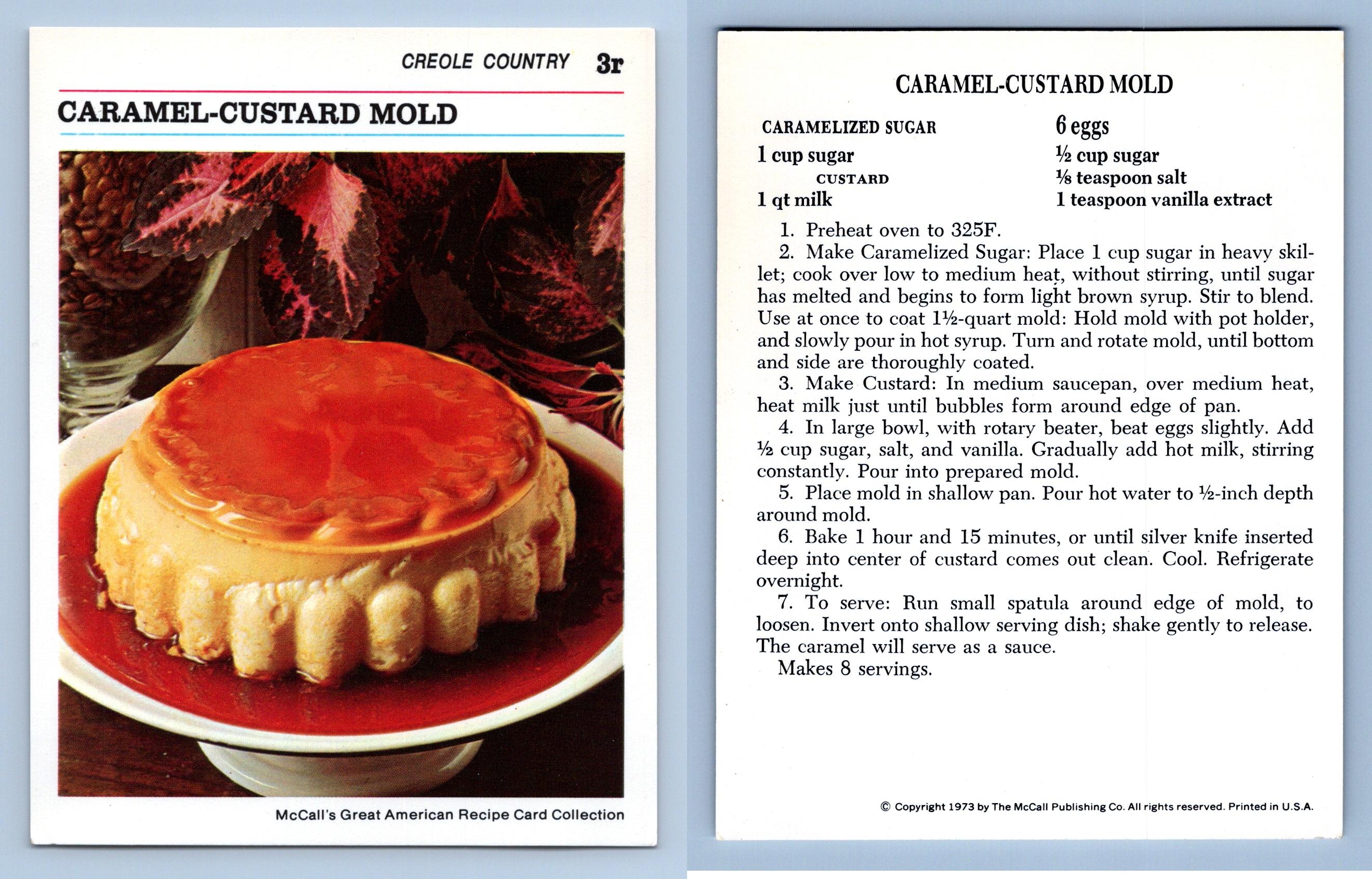 CaramelCustard Mold 3R Creole McCall's Great American Recipe Card