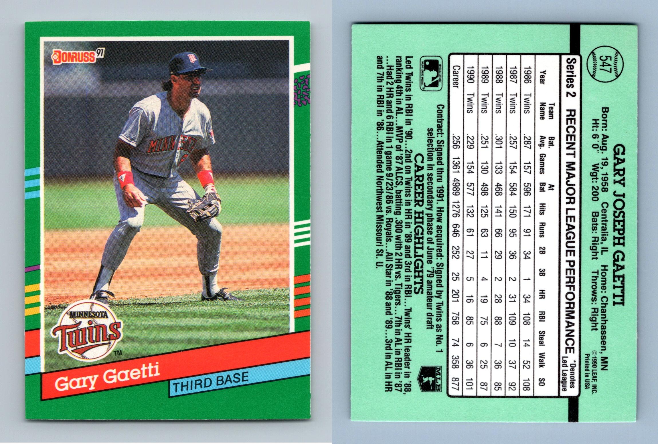 Gary Gaetti - Twins #547 Donruss 1991 Baseball Trading Card