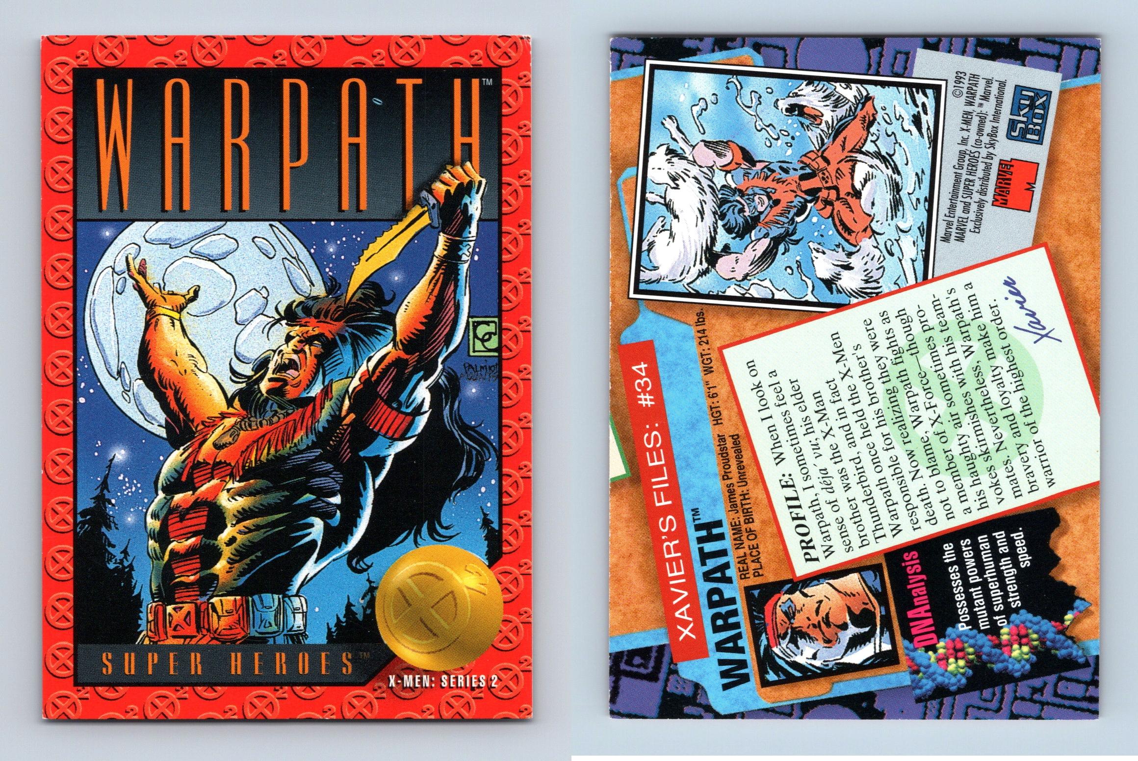 SkyBox X-Men Series 2 Marvel 1993 Card #34 Warpath 