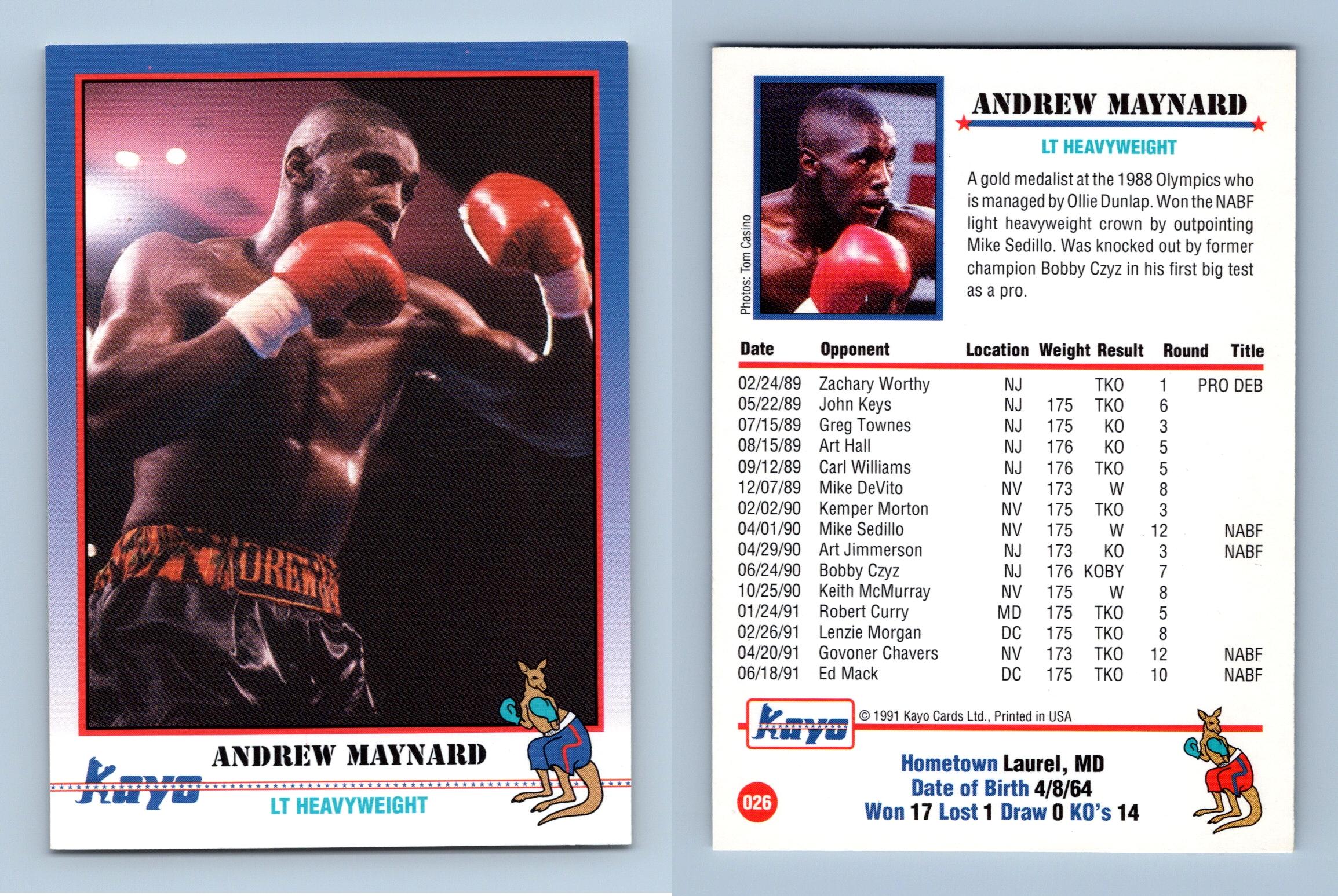 Andrew Maynard #26 Kayo Boxing 1991 Trading Card