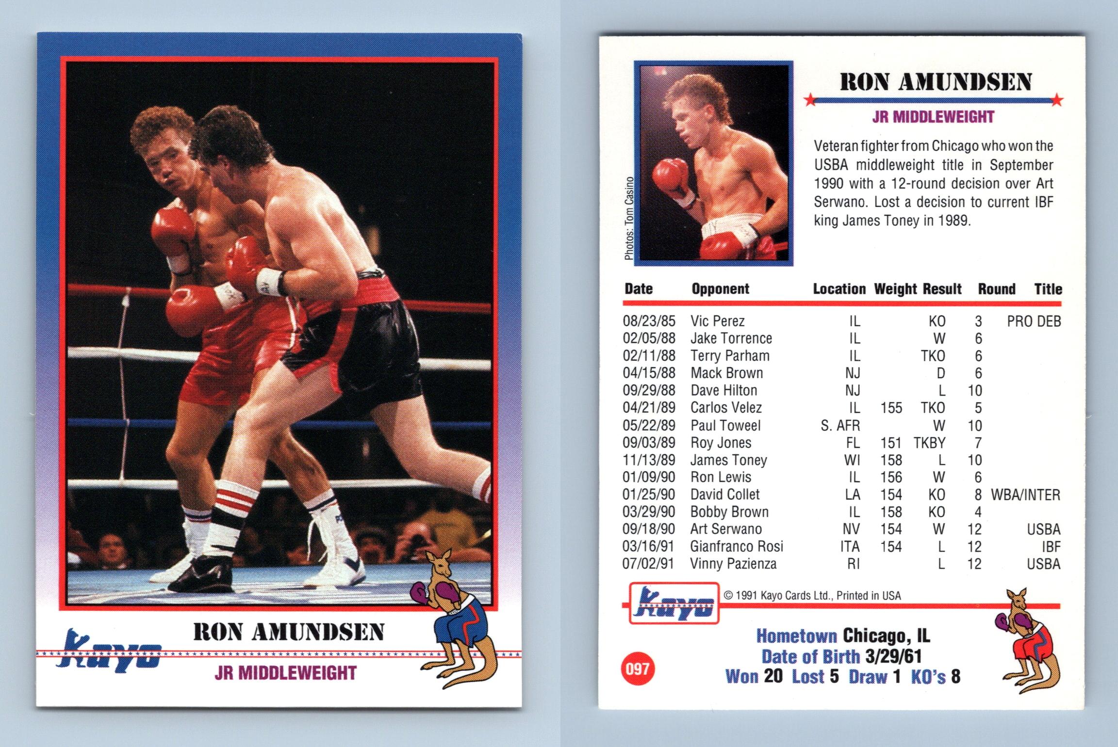 Ron Amundsen #97 Kayo Boxing 1991 Trading Card