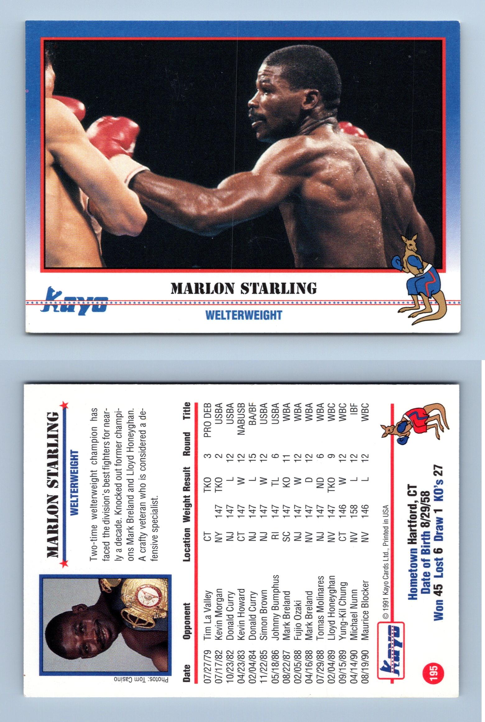 Marlon Starling #195 Kayo Boxing 1991 Trading Card