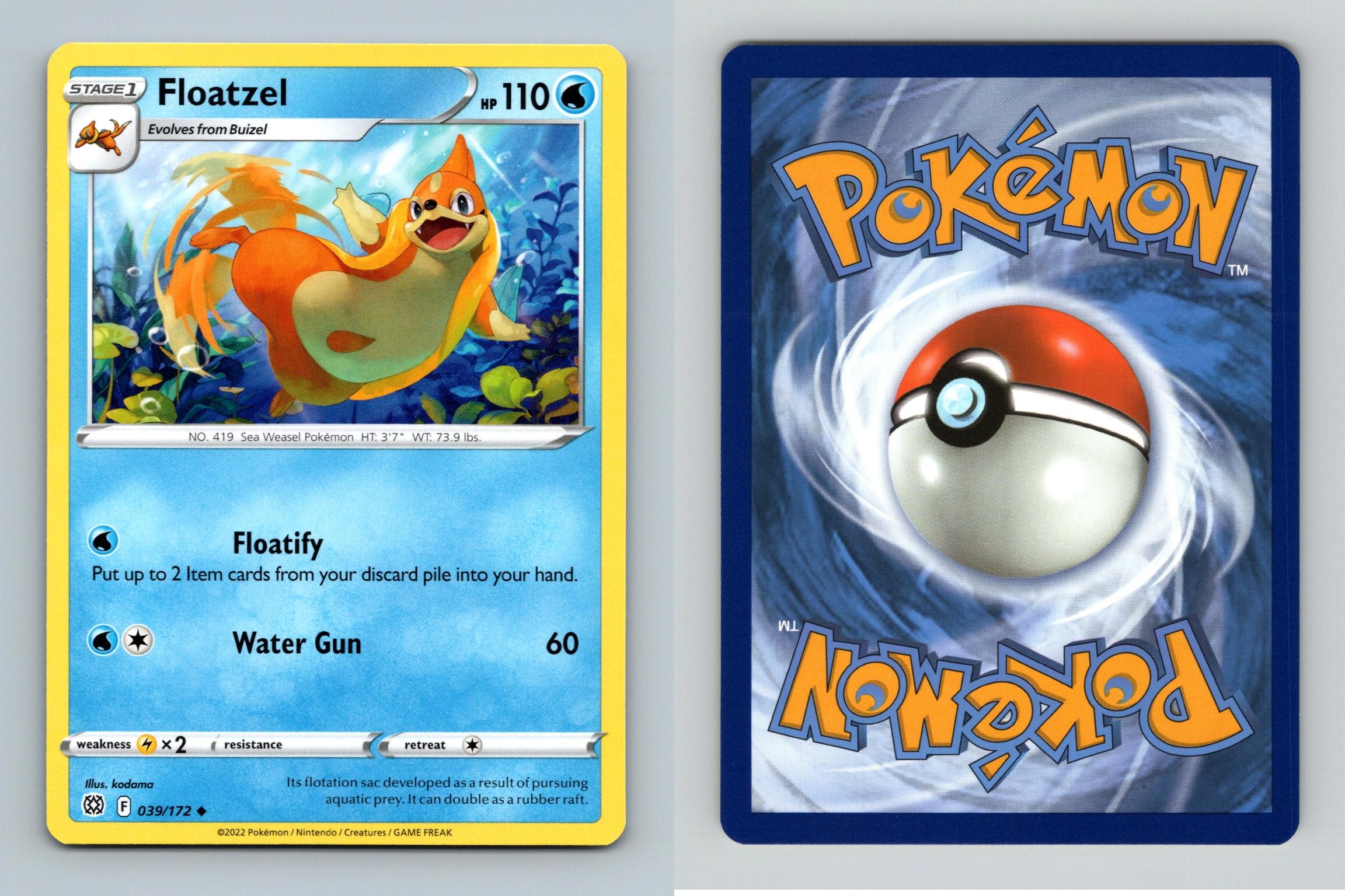 Floatzel 39 172 SWSH Brilliant Stars Uncommon Pokemon 2022 TCG Card