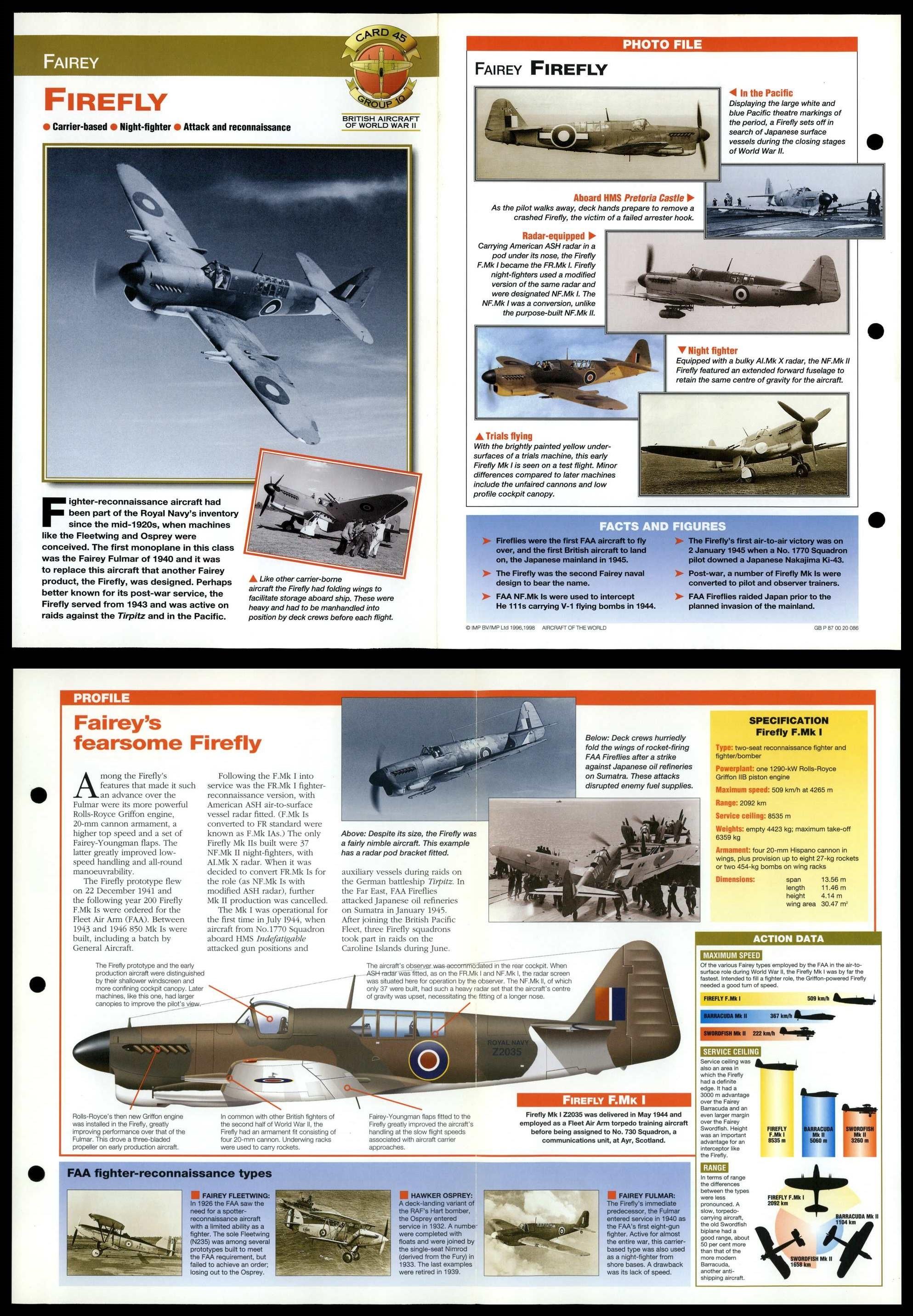 The　Aircraft　Of　British　Fold-Out　#45　Firefly　World　WWII　Card