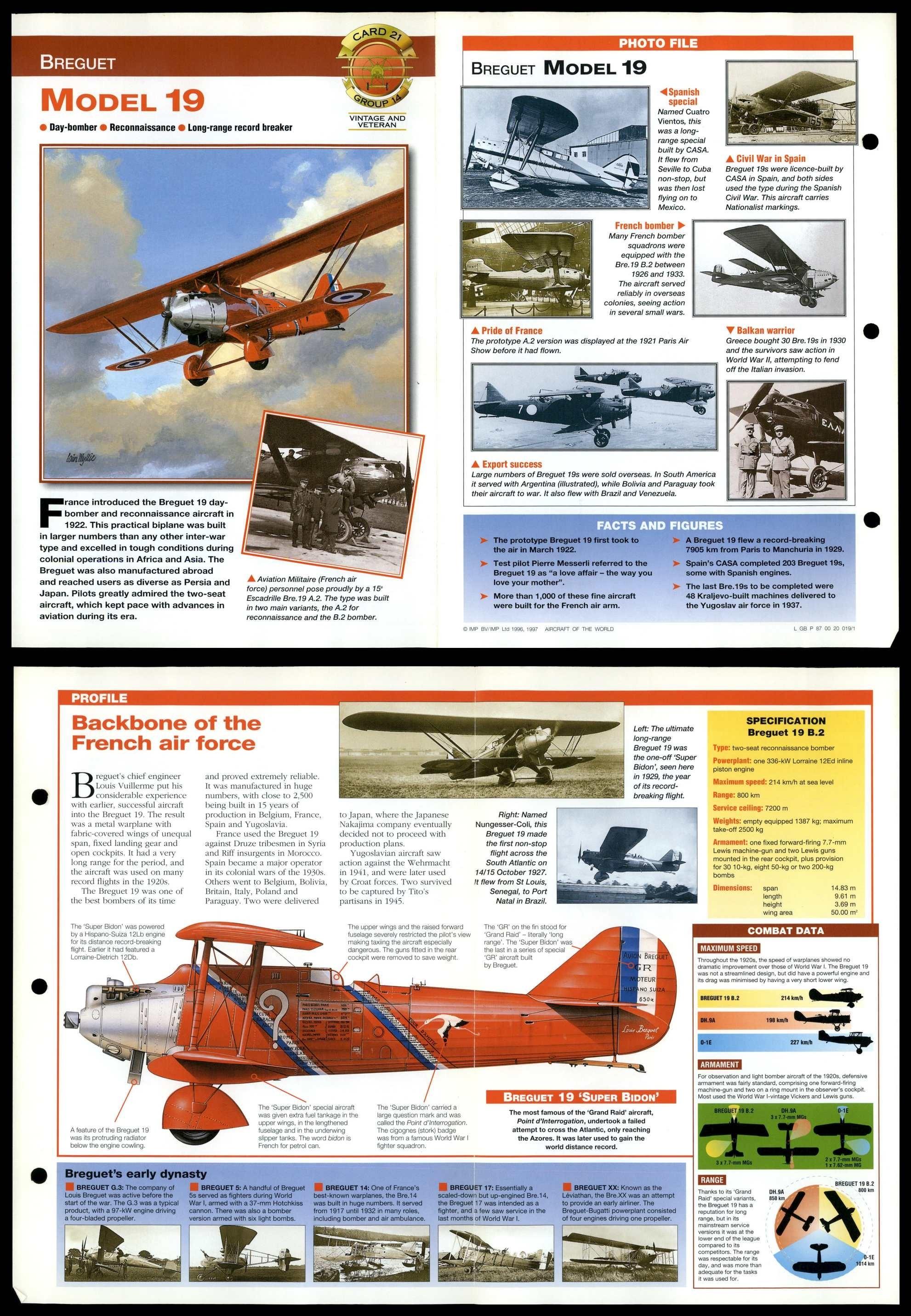 Model 19 21 Vintage Aircraft Of The World Fold Out Card