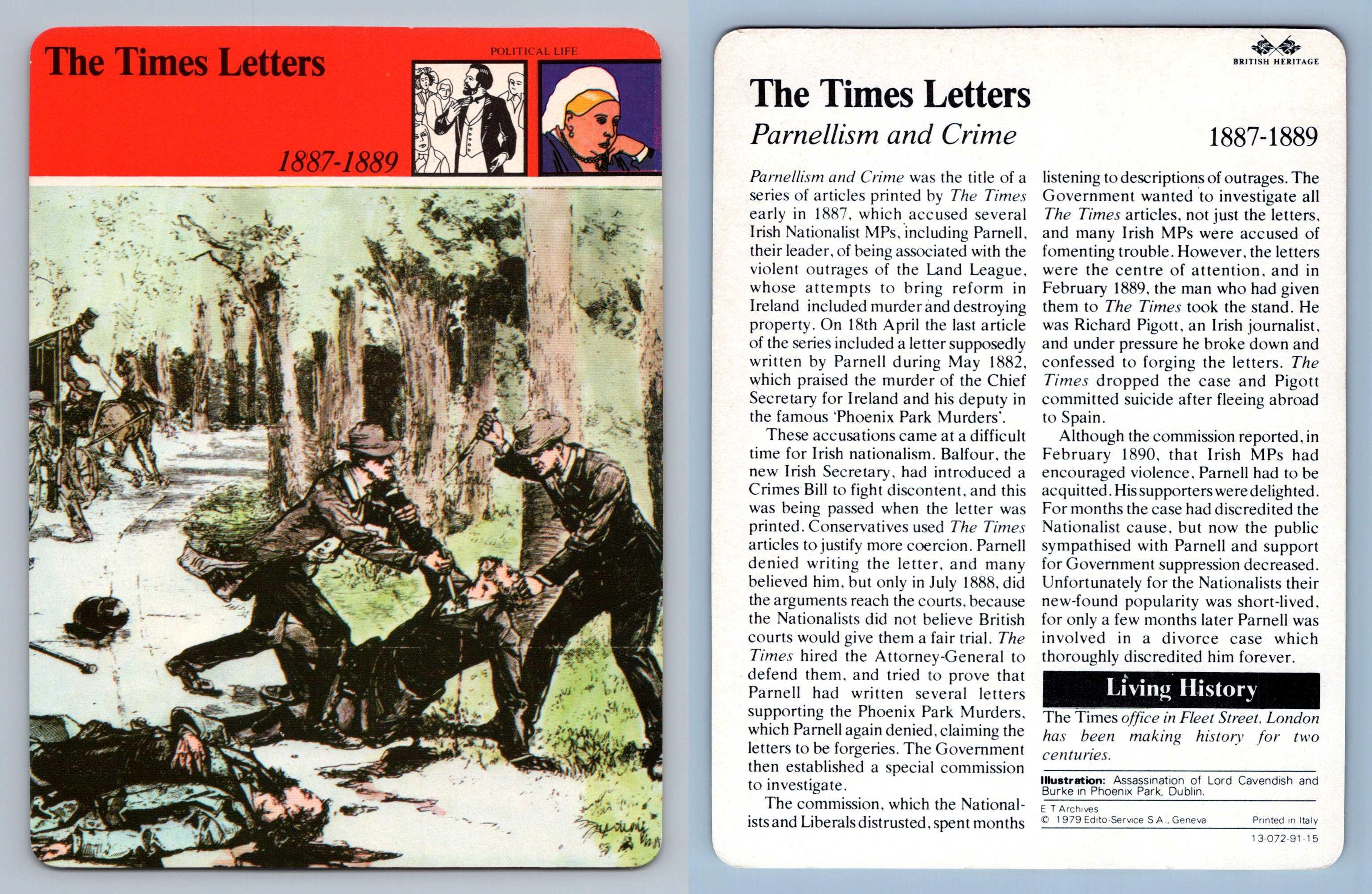 The Times Letters - Political - British Heritage Edito-Service SA 1979 Card