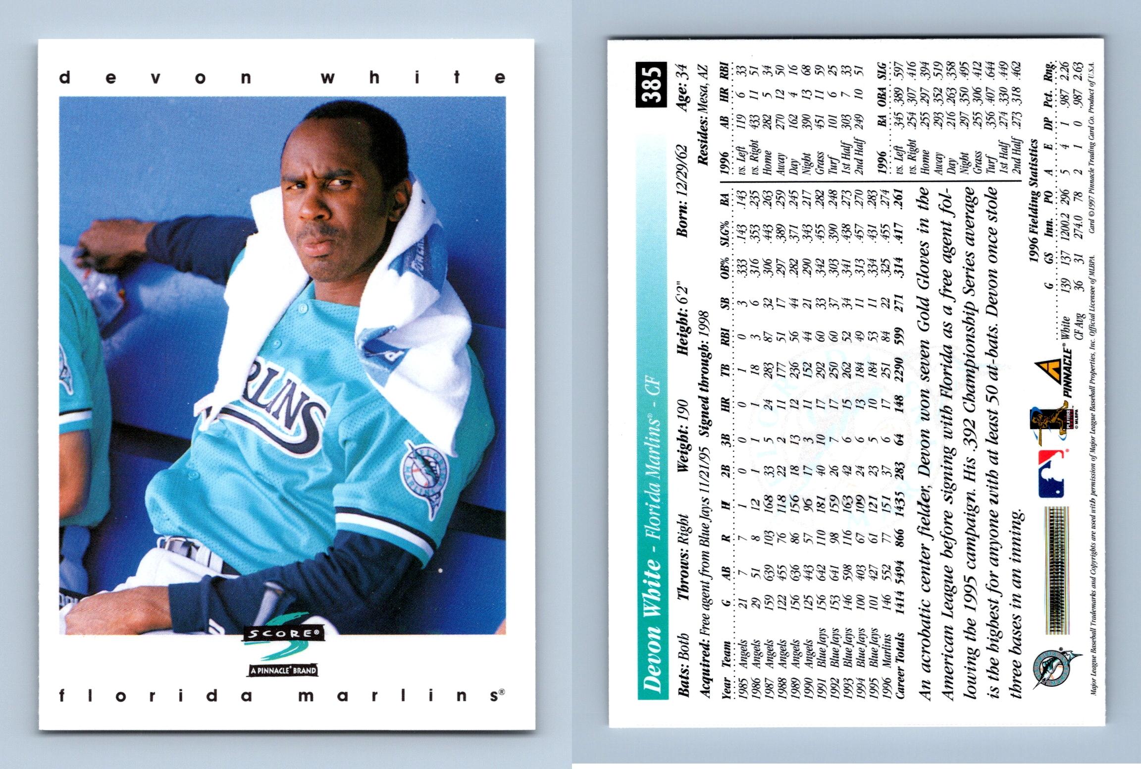 Devon White Signed 1997 Upper Deck Baseball Card - Florida Marlins