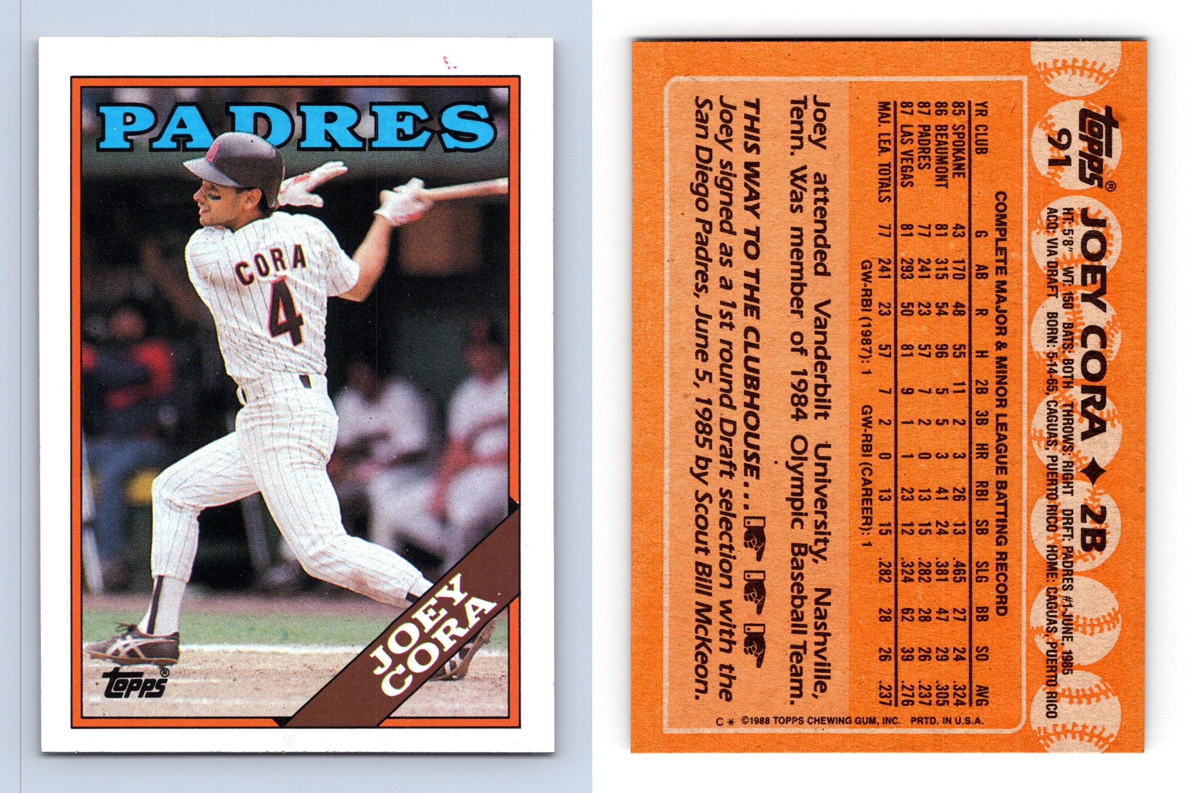 Joey Cora - Padres #91 Topps 1988 Baseball RC Trading Card