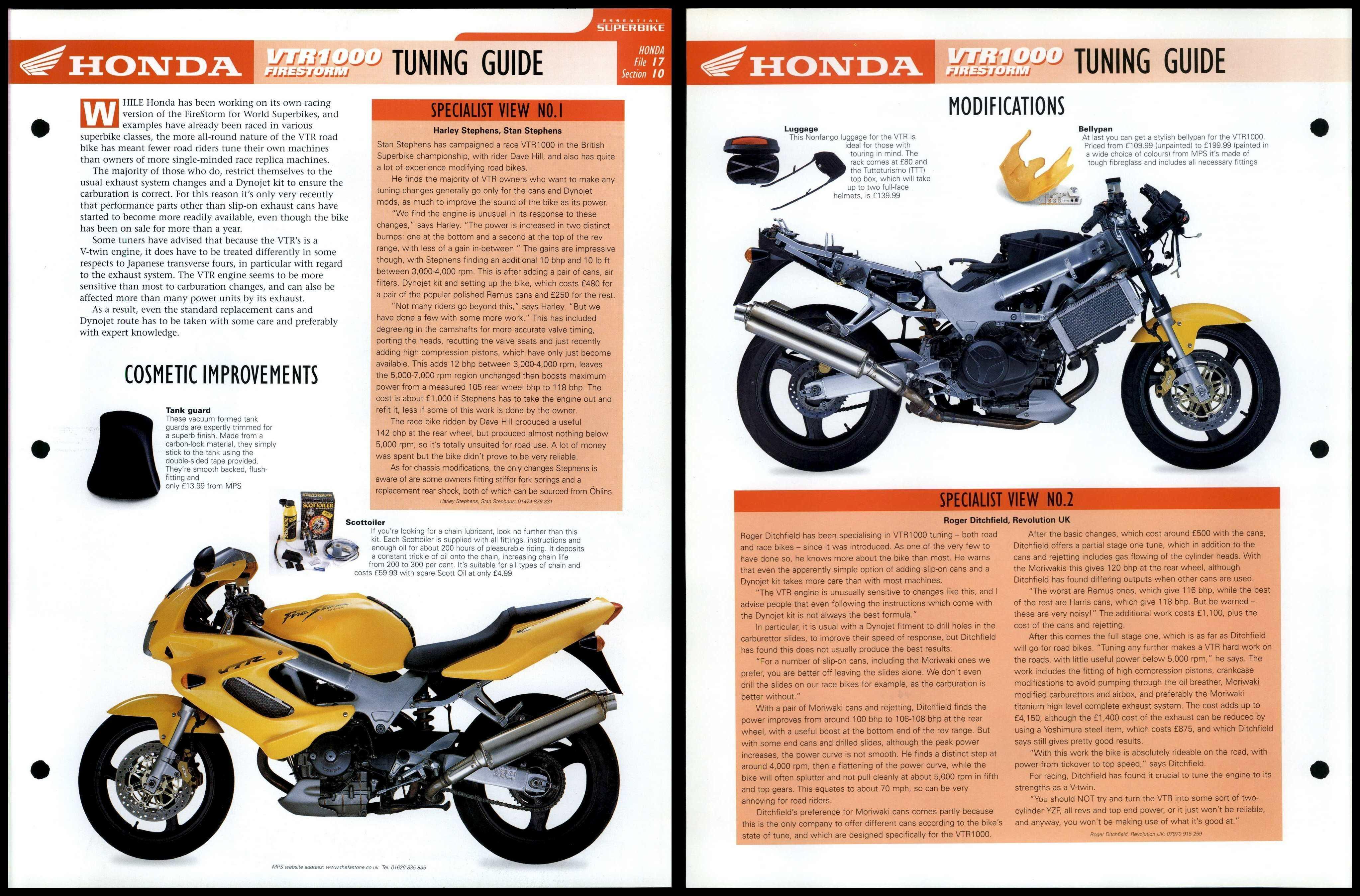 Honda VTR1000 Firestorm - Tuning - Essential Superbike Data File Page
