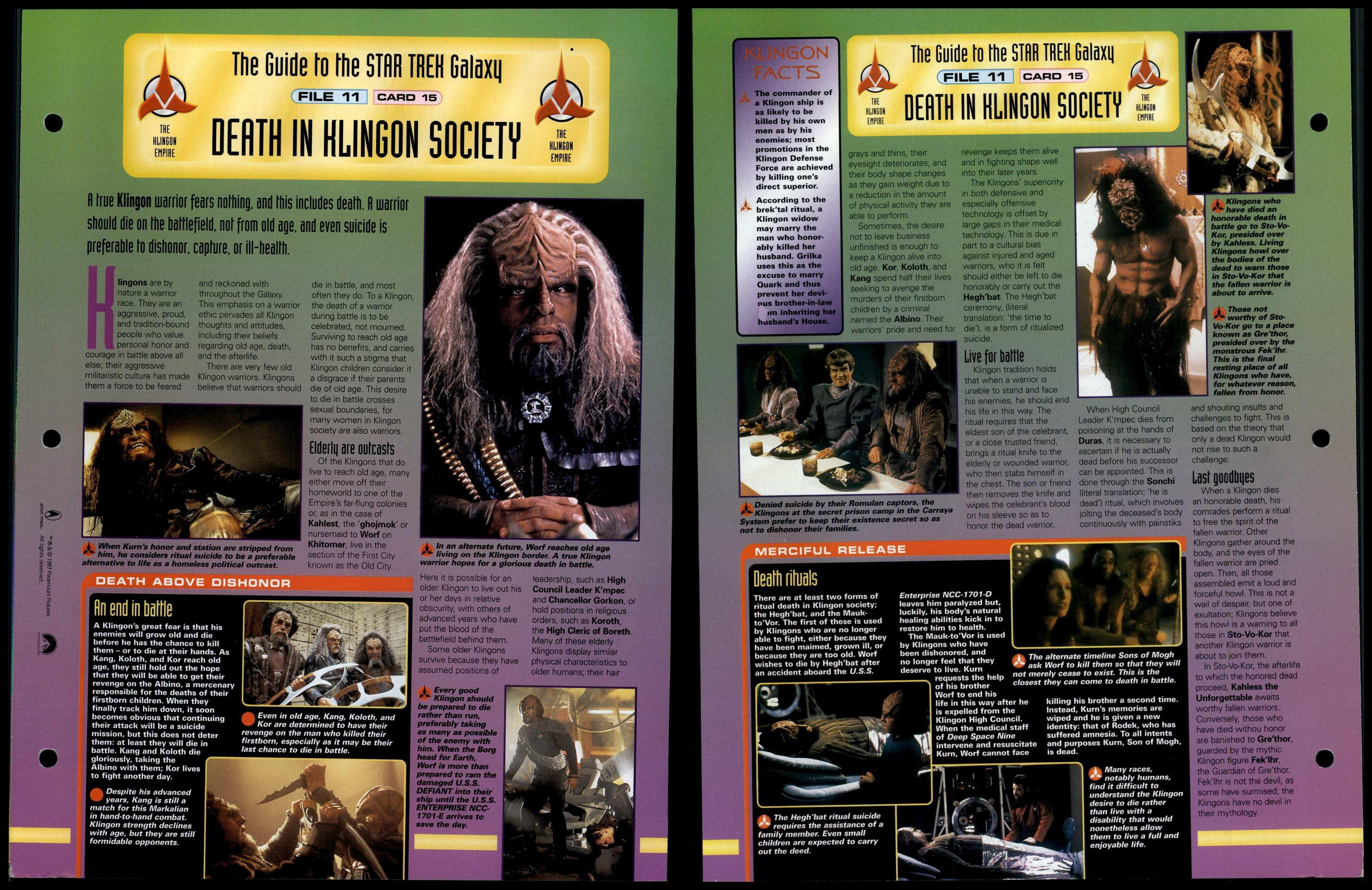 Death In Klingon Society - The Klingon Empire - Star Trek Fact File Page