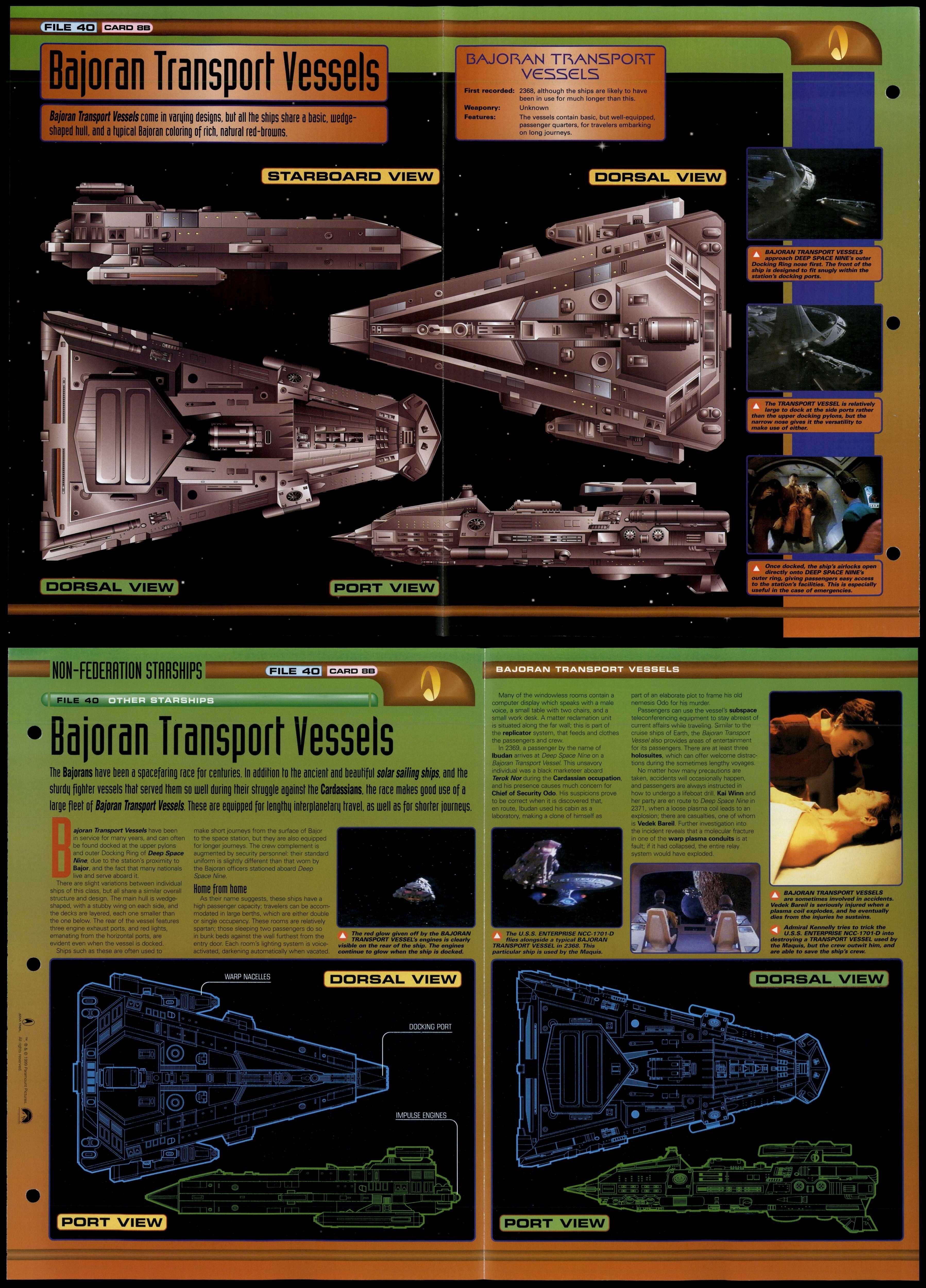 Bajoran Transport Vessels - Other Starships - Star Trek Fact File Fold ...